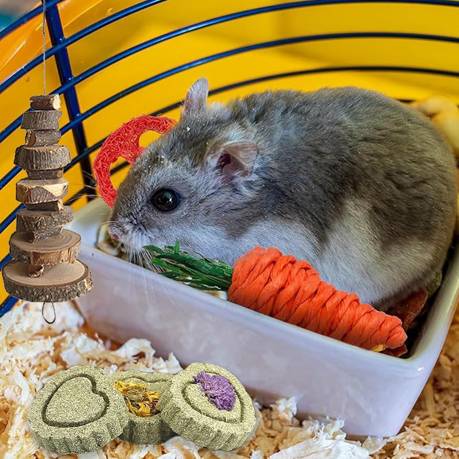 18Pcs Bunny Chew Toys for Teeth, Guinea Pig Toy Hamster Toy, Chew Treats for Rabbit Bunny Chinchilla image number 3