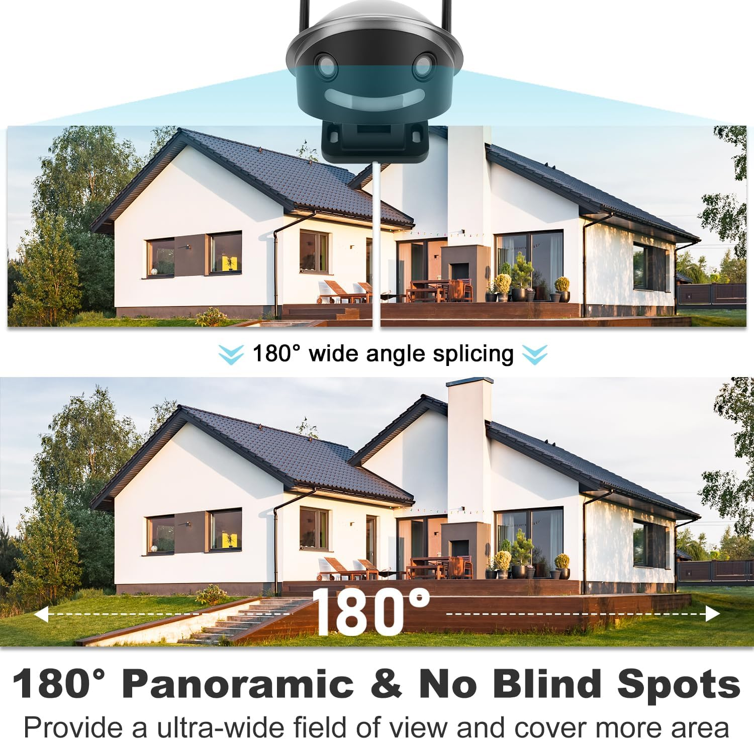 GENBOLT 2.5K Security Camera Outdoor with 180Ultra-Wide Angle, 2.4/5 Ghz Dual-Lens Poe Security Camera, Smart Human/Vehicle/Pet Detection, Color Night Vision, Two-Way Audio image number 1