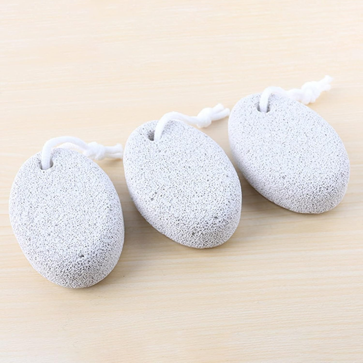 Zolyet Exfoliating Foot Gr G Stone Oval Natural Rubbing Stone Pumice Stone with Rope Household Foot Rubbing Stone White image number 3