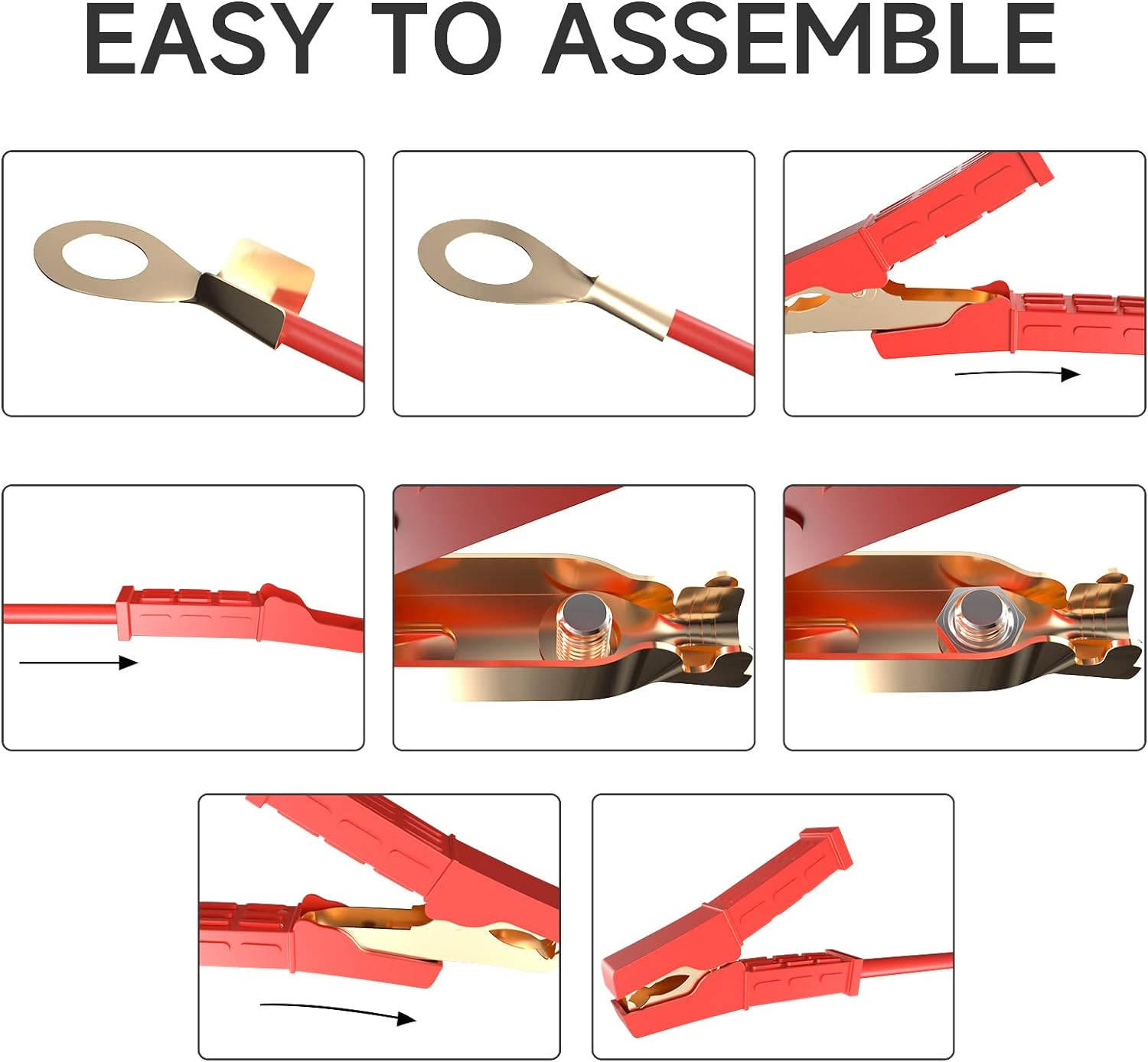 Goupchn Heavy Duty Crocodile Clamps Pure Copper 500A Car Battery Charger - 2PCS Power Replacement Battery Alligator Clips Jumper Cable Clamps Welder Clips for Car Automotive Vehicle Boat