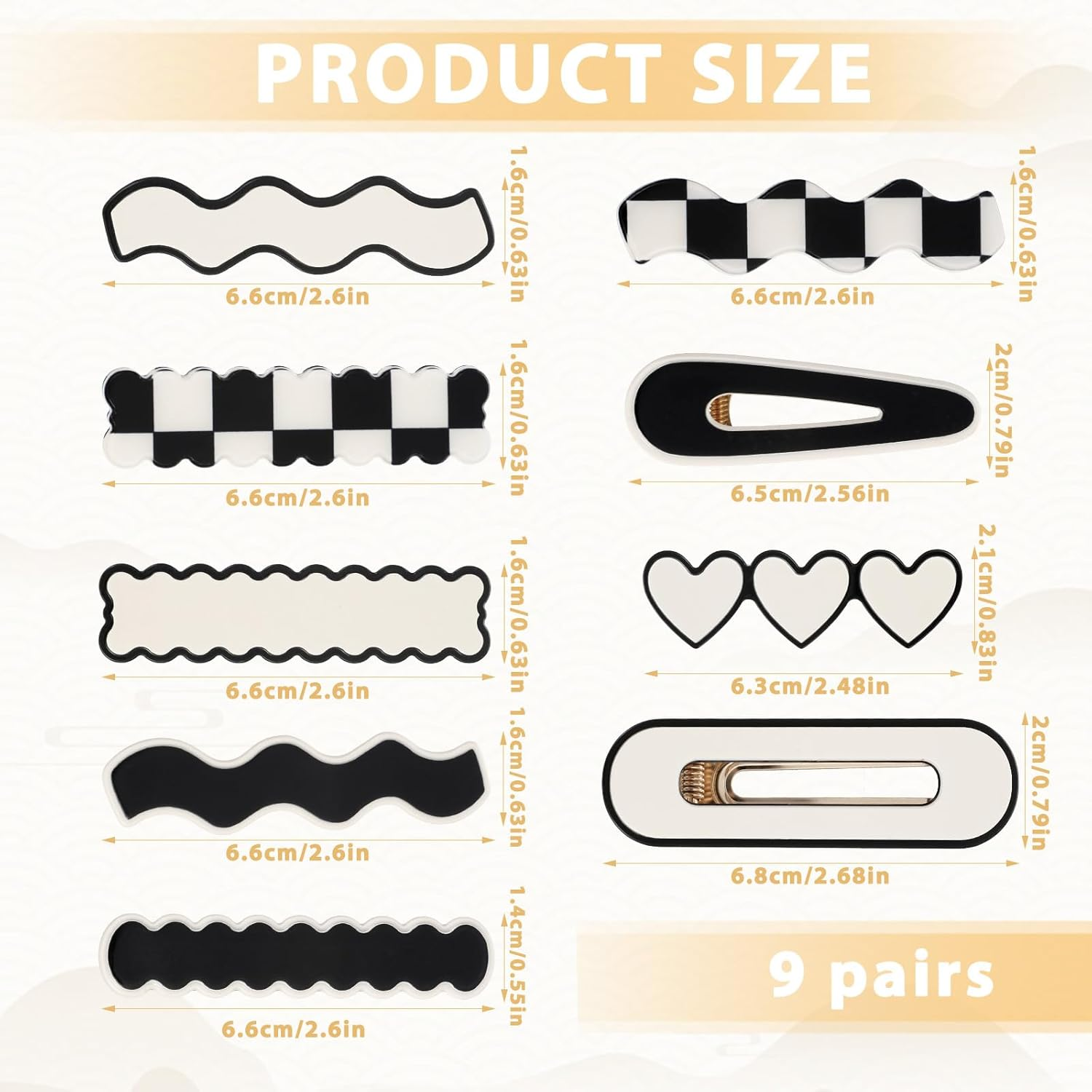 Ymapinc 18 Pcs Small No Bend Hair Clips for Women Thin, 2.6 Inch Black and White Checkered No Crease Snap Hair Barrettes for Thick Flat Claw Clips image number 3