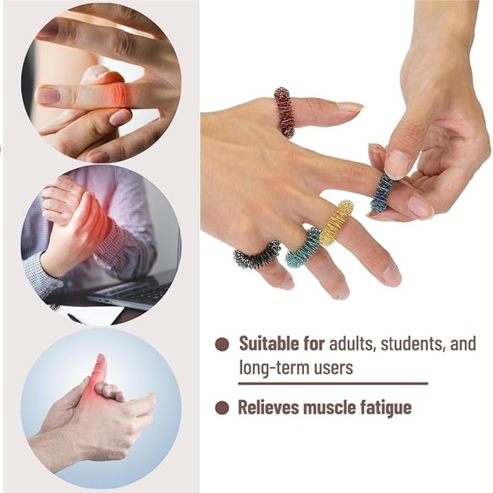 10Pcs Finger Massage Rings,Finger Massage Rings,Stress Relief Rings, Spiky Sensory Finger Rings Set for Teens, Adults, Silent Stress Reducer and Massager(5 Color) image number 3