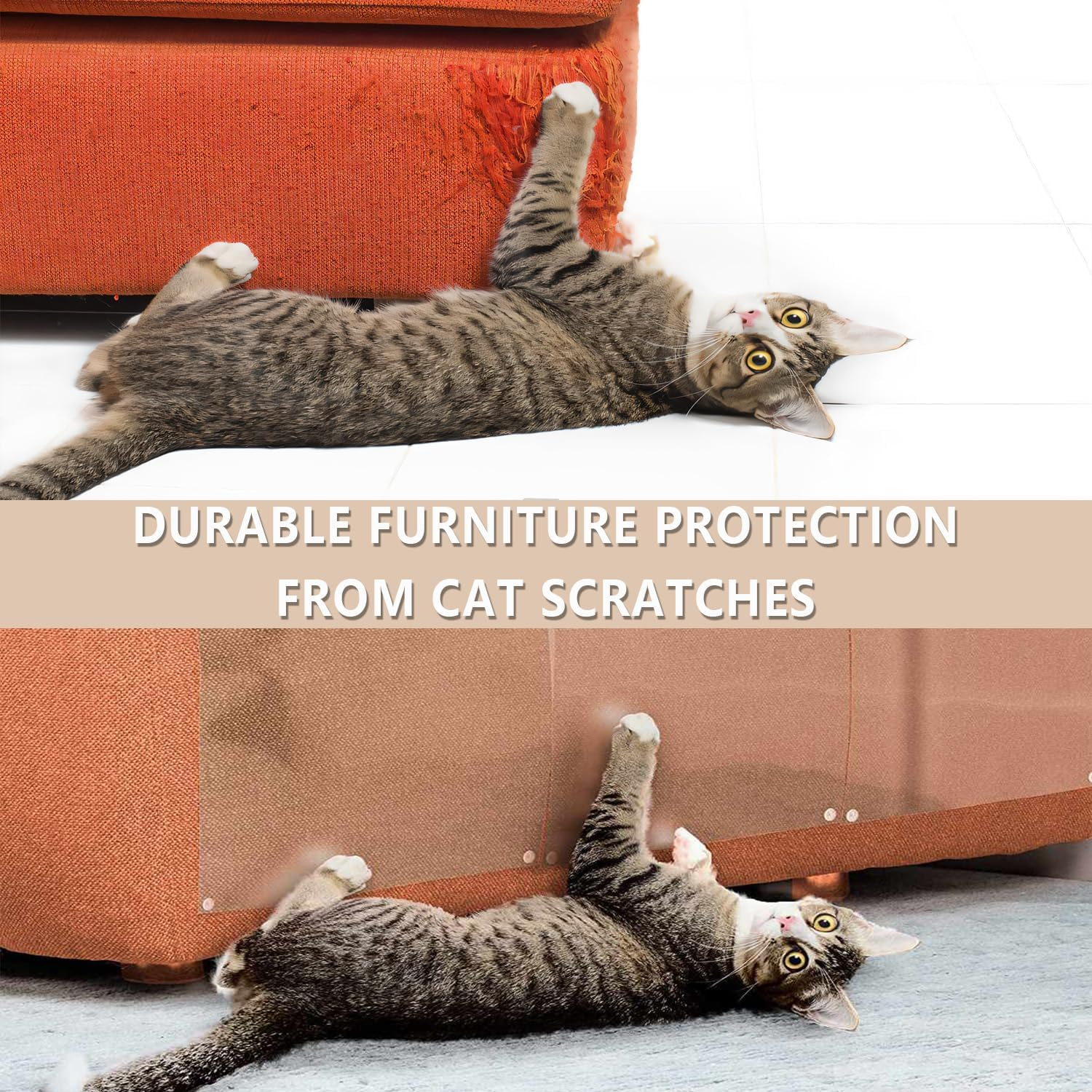 6 Pictures Cat Furniture Protector, Cat Scratch Furniture Protective Film, Transparent Anti-Cat Scratch, Cat Scratch Protective Film, Cat Scratch Protector for Sofas, Mattresses, Car Seats image number 5