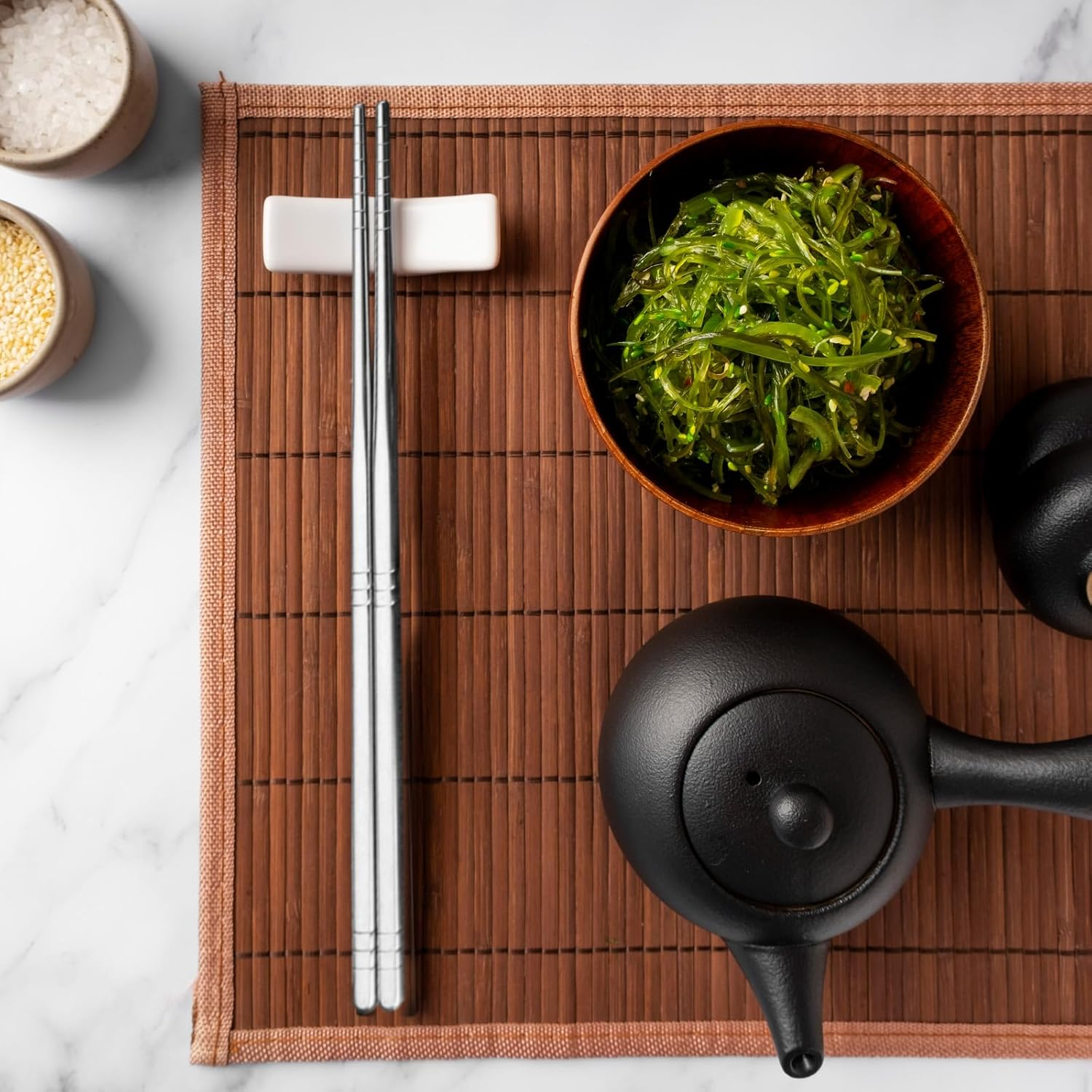 5 Pairs Metal Chopsticks, Stainless Steel Reusable Chop Sticks, Stainless Steel Tableware, Dishwasher Safe Metal Chopsticks Cutlery , Easy to Use Crockery Set, Gift Set (Silver)