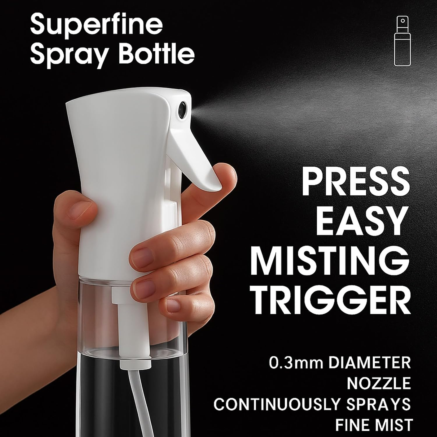 SYGELER Continuous Spray Water Bottle, Versatile Multipurpose Misting Spray Bottles for Hair Styling, Cleaning & More - 200ML&300ML Barber and Plant Spray Bottle image number 1