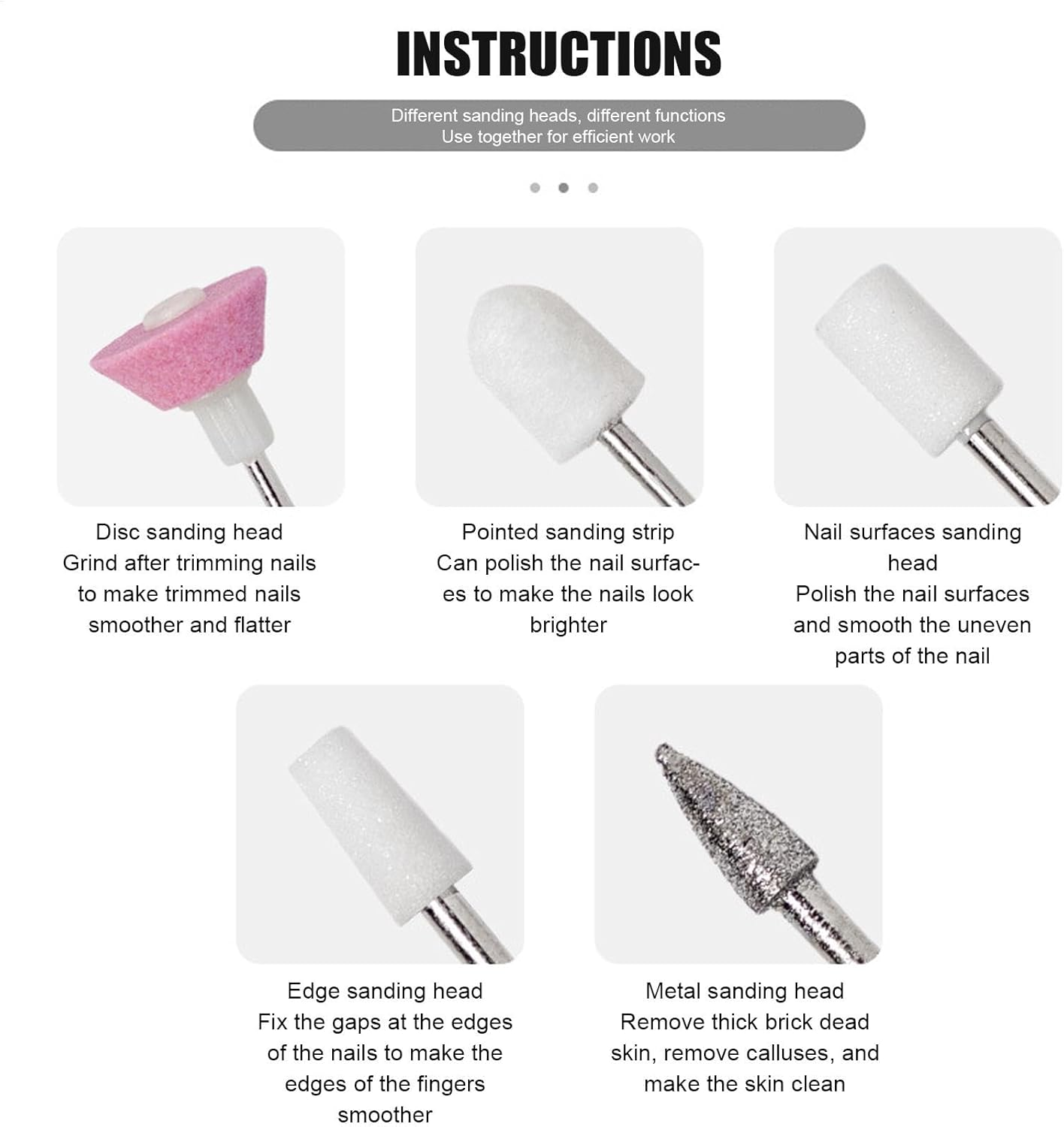 Electric Nail File, Professional Cordless Nail Drill Machine, Hand Foot Care Tool, 6.3X1.18X0.75 Inches Manicure Supplies Pedicure Kit for Polishing Grinding and Trimming image number 3