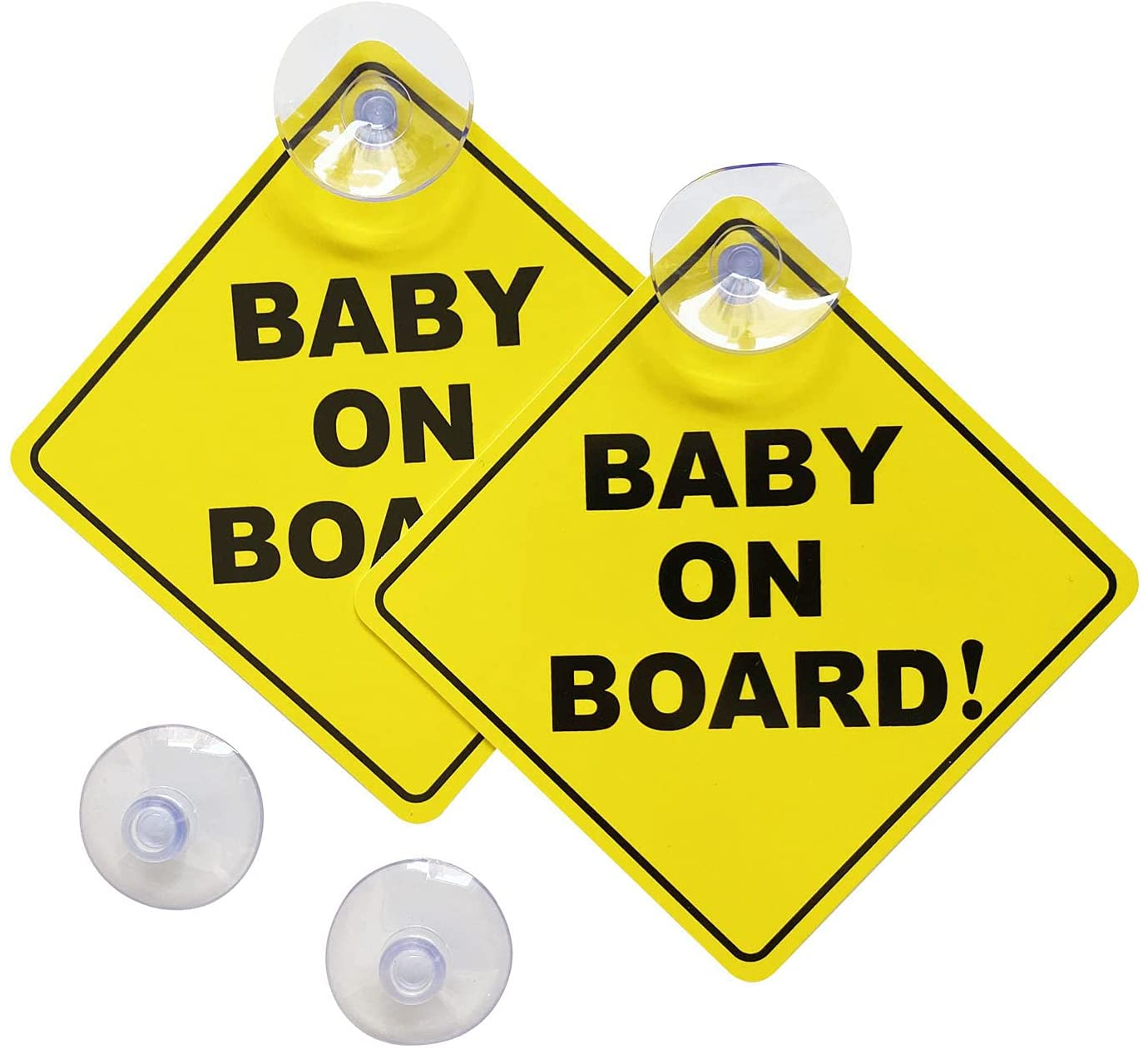Baby on Board Sticker for Cars 2PCS, Baby on Board Warning Signs with Suction Cups, Durable and Strong without Residue