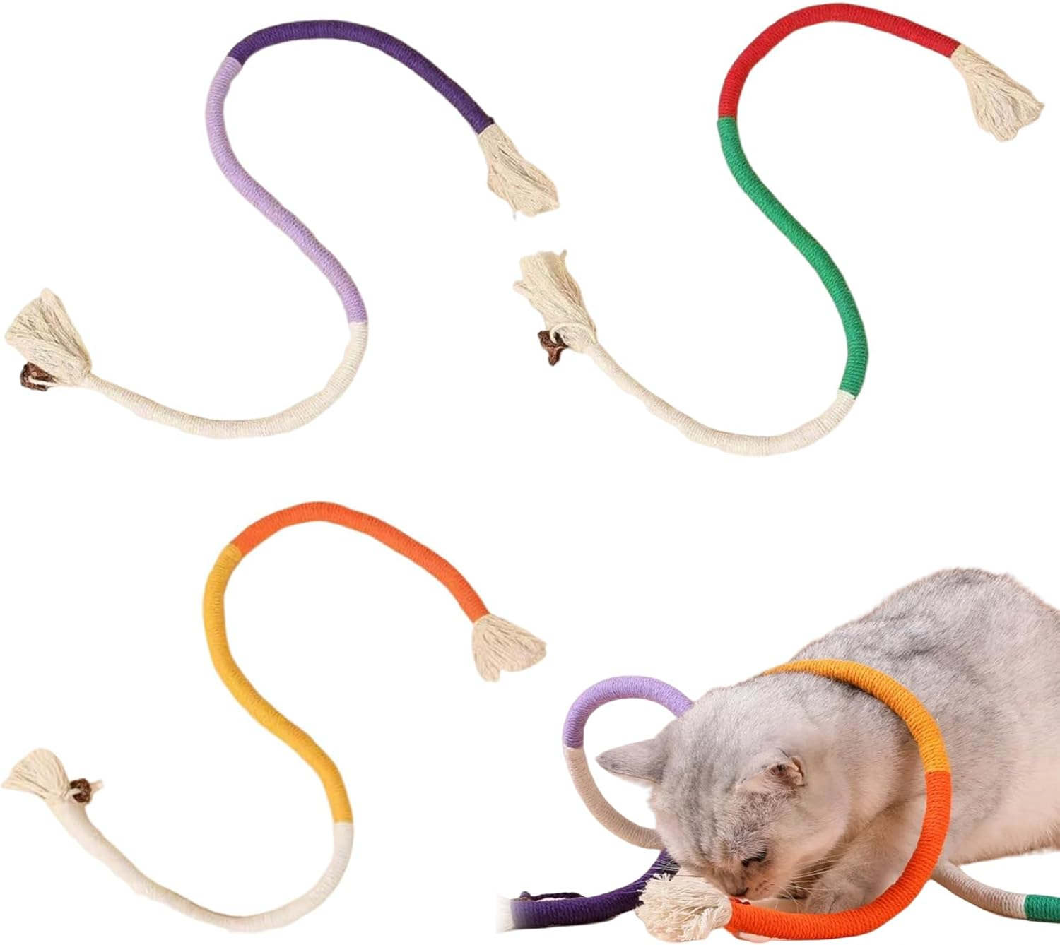 Interactive 70 Cm Catnip Toy, Dental Care and against Bad Breath, Pack of 3 Cat Toys with Katnip for Healthy Teeth, Family-Friendly Paw Hunting Cat Toy with Fur Miracle Mint Bite image number 3