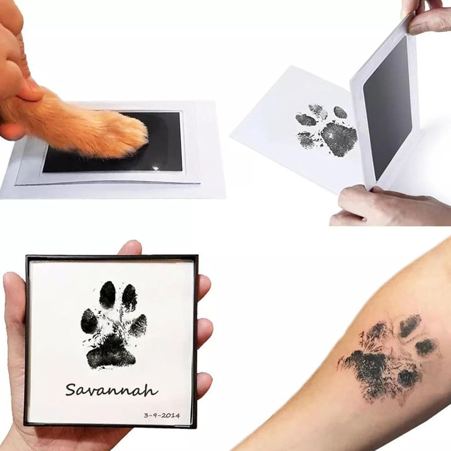 Title: Inkless Baby Hand and Footprint Kit | 4-Pack Inkless Dog Paw Print Kit,Clean Touch Pet Foot Printing Set Home Table Ornament for Birthday image number 2