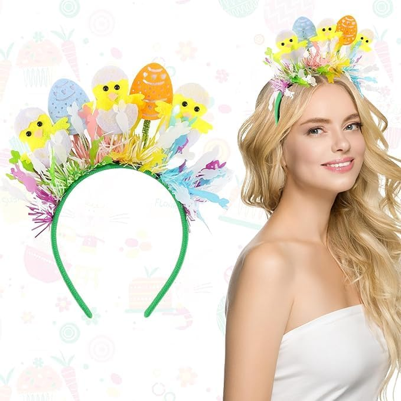 Easter Headband, Easter Chick Headbands Cute Hen&rsquo;S Egg Boppers Felt Hairbands Eastercostume Photo Booth Props Colorful Easterparty Decorations Favors for Women image number 3