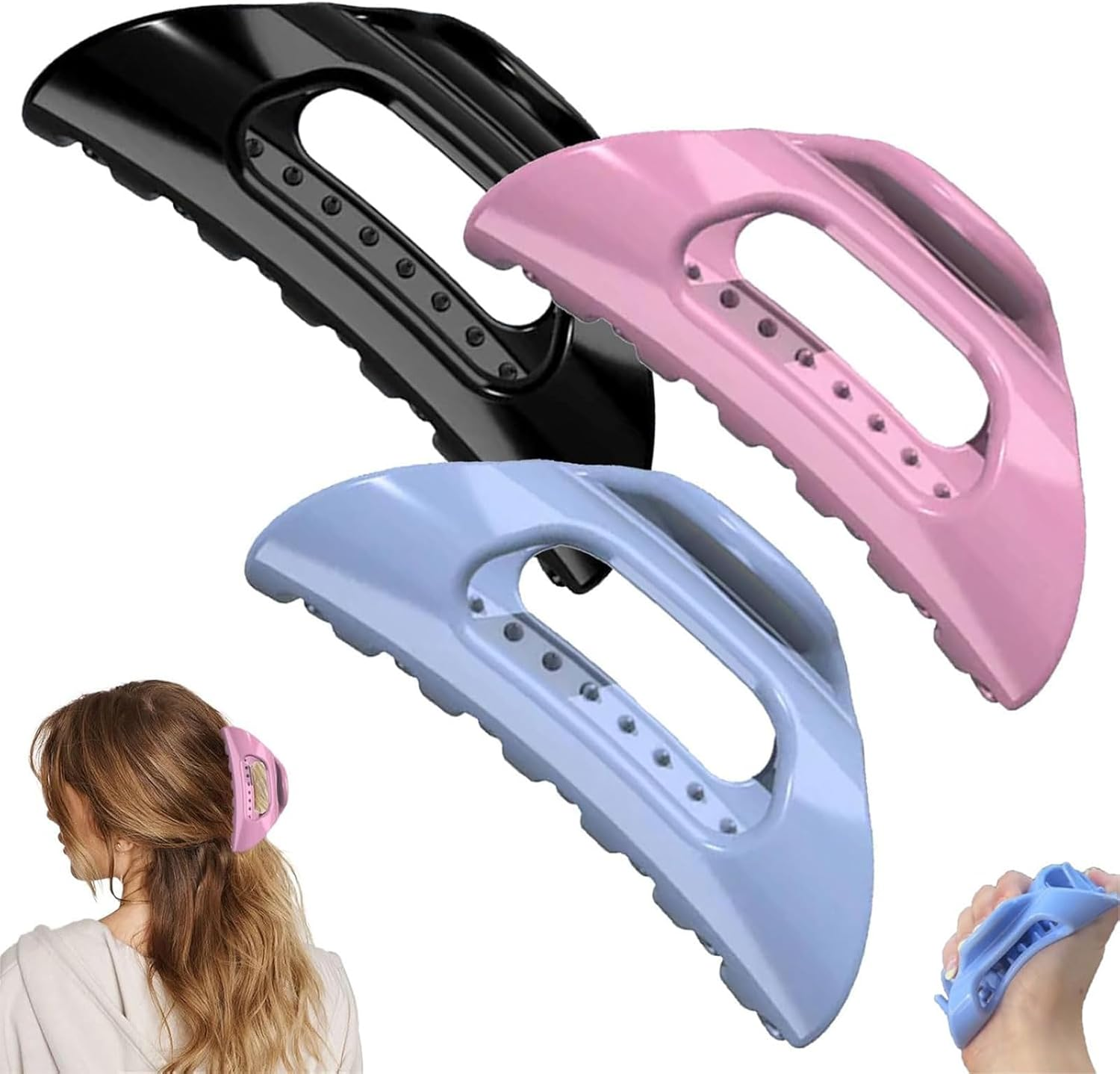 Muorruo 3 Piece Cozy Clips, Ultra-Soft and Flexible Claw Clip, Comfortable Cloud Hairpin for Thick and Long Hair, Hair Clips with Strong Hold and Non-Slip Grip, Lightweight image number 2