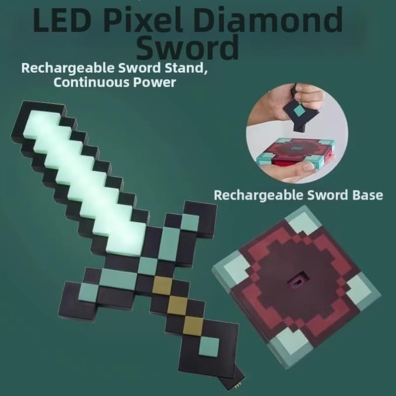 Zeilabang Kakadi Diamond Sword, Night Light Lamp for Gaming, Craft Torch Lamp, Night Lamp, USB Rechargeable, Lighting 3D Bedside Lamp for Gifts, Room and Party Decoration