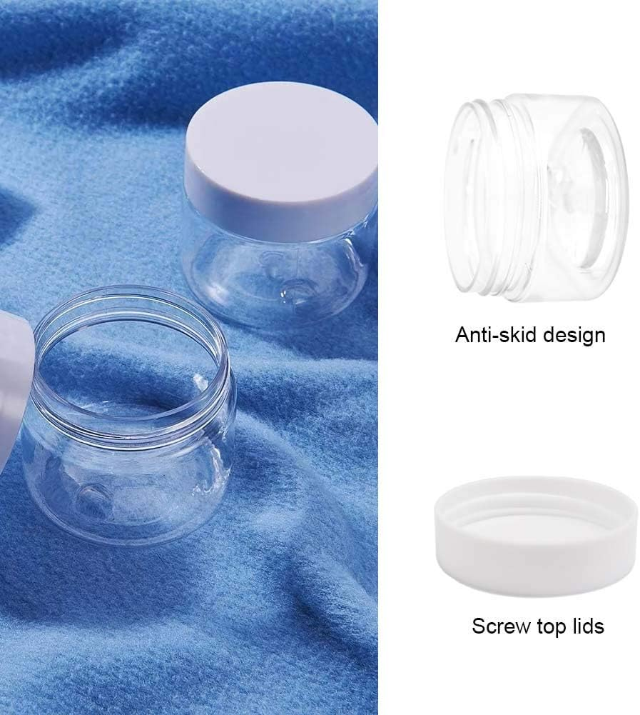 24 Pcs 1Oz Plastic Cosmetic Jars,Round Leak Proof Clear Container with Lid,Wide-Mouth Refillable Small Storage Containers for Slime,Cosmetic,Lotion,Candy,Craft