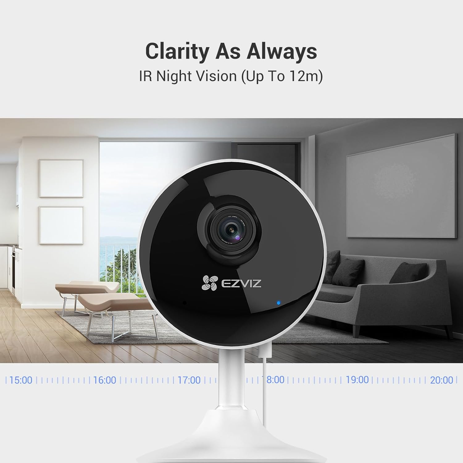EZVIZ Security Camera, 1080P Indoor Wi-Fi Camera, Baby/Pet Monitor, Motion Detection, Night Vision, Two-Way Talk, 256G Sd/Icloud Storage, Compatible with Alexa, Google Assistant, C1C-B 2PK image number 4
