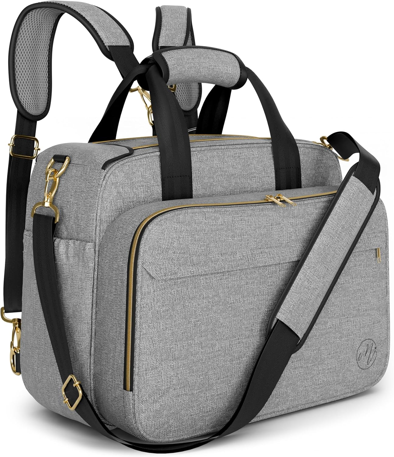 Mellories 4 in 1 Convertible Diaper Bag Tote for Baby Boys and Girls - Converts into Diaper Backpack, Baby Tote Bag, Stroller Bag and Crossbody Diaper Bag - Gray Baby Travel Gift Bag for Mom