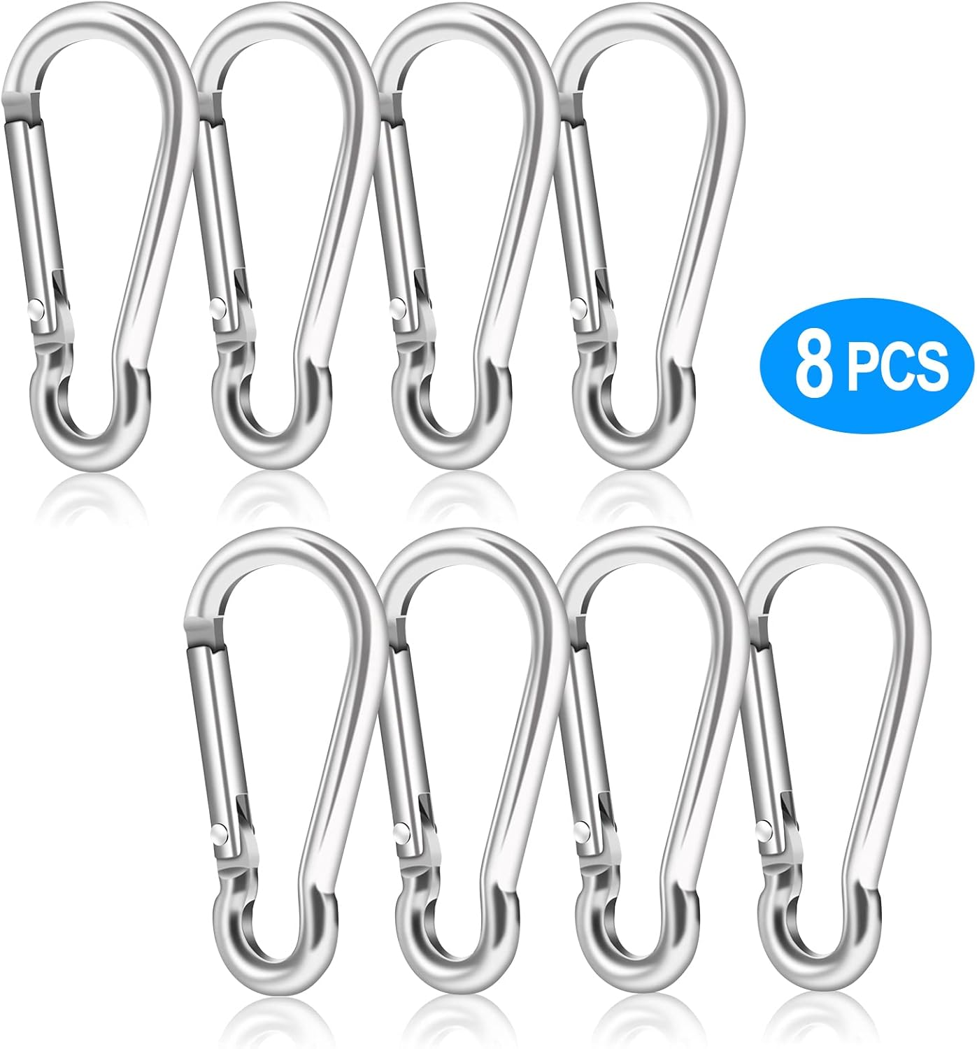 Flag Pole Ring Replacement Carabiner Clips | 8 Pcs Aluminum Alloy Flag Pole Clip Spring Snap Hooks for Grommeted Flag | Replaceable Flagpole Hardware Accessories for Any Flagpole Rings (Silver) - Silver-4 Pcs image number 6