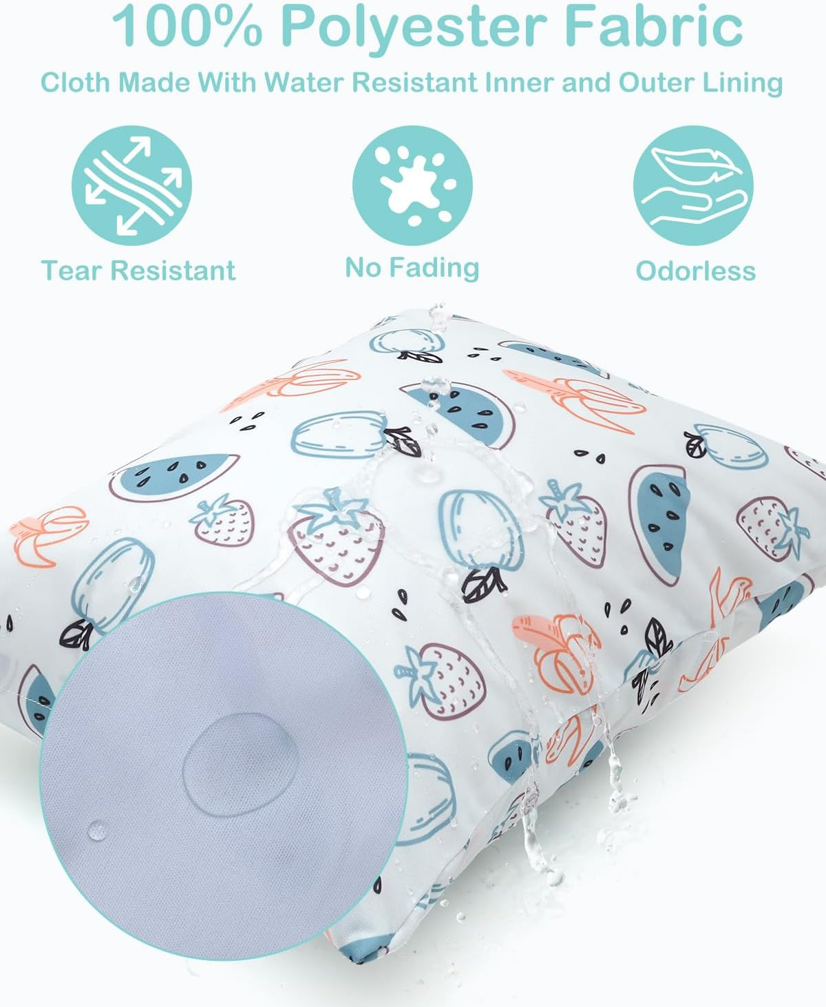 ALVABABY 3 Cloth Diaper Wet Dry Bags Waterproof Reusable with Two Zippered Pockets Travel Beach Pool Daycare Soiled Baby Items Yoga Gym Bag for Swimsuits or Wet Clothes Small Medium Large 3L-ZM29-AU image number 6