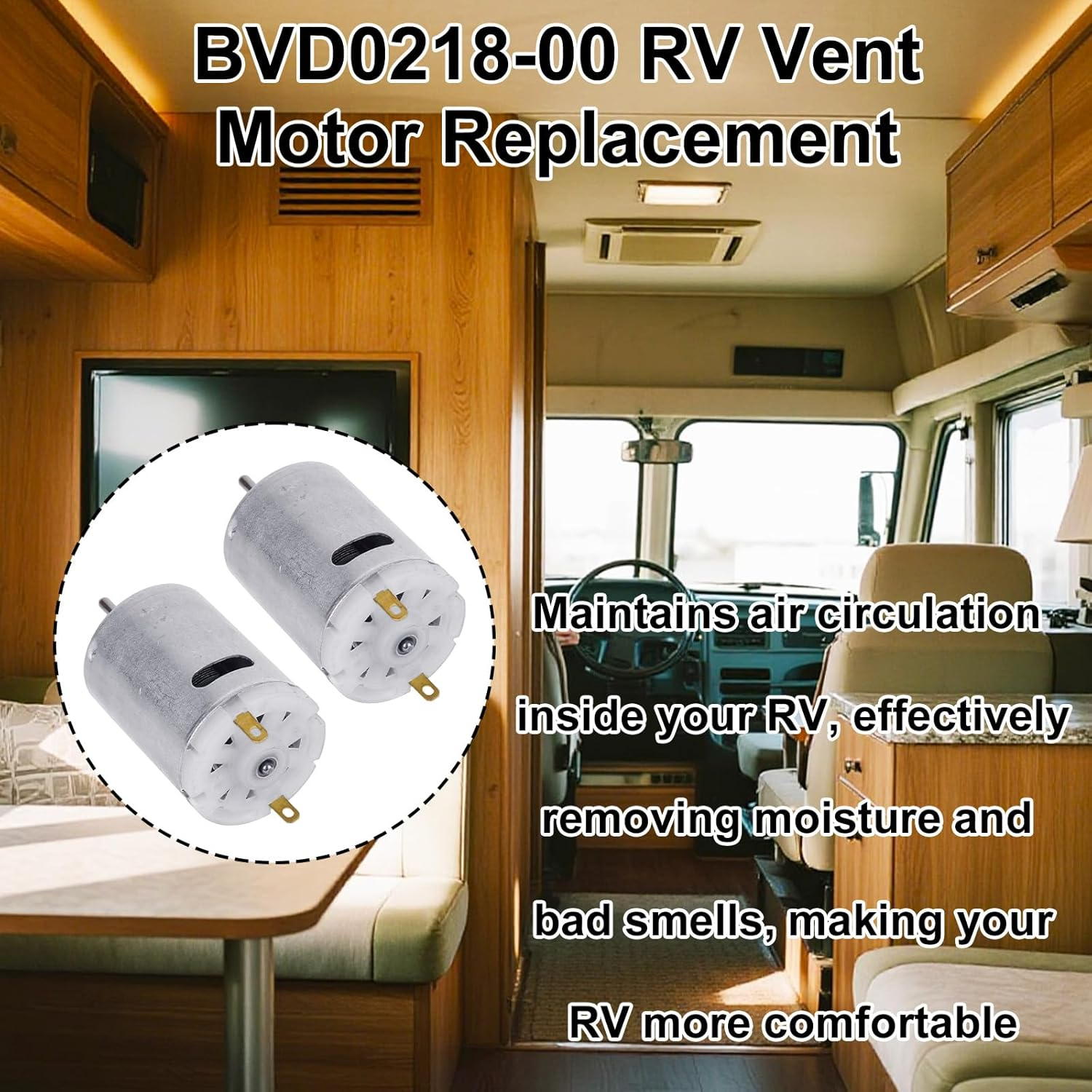 2Pcs 12V DC Fan Motor for Ventline BVD0218-00, RV Bathroom Roof Vent Fan Motor with round Shaft Compatible with Ventline Ventadome Lids Accessories image number 2