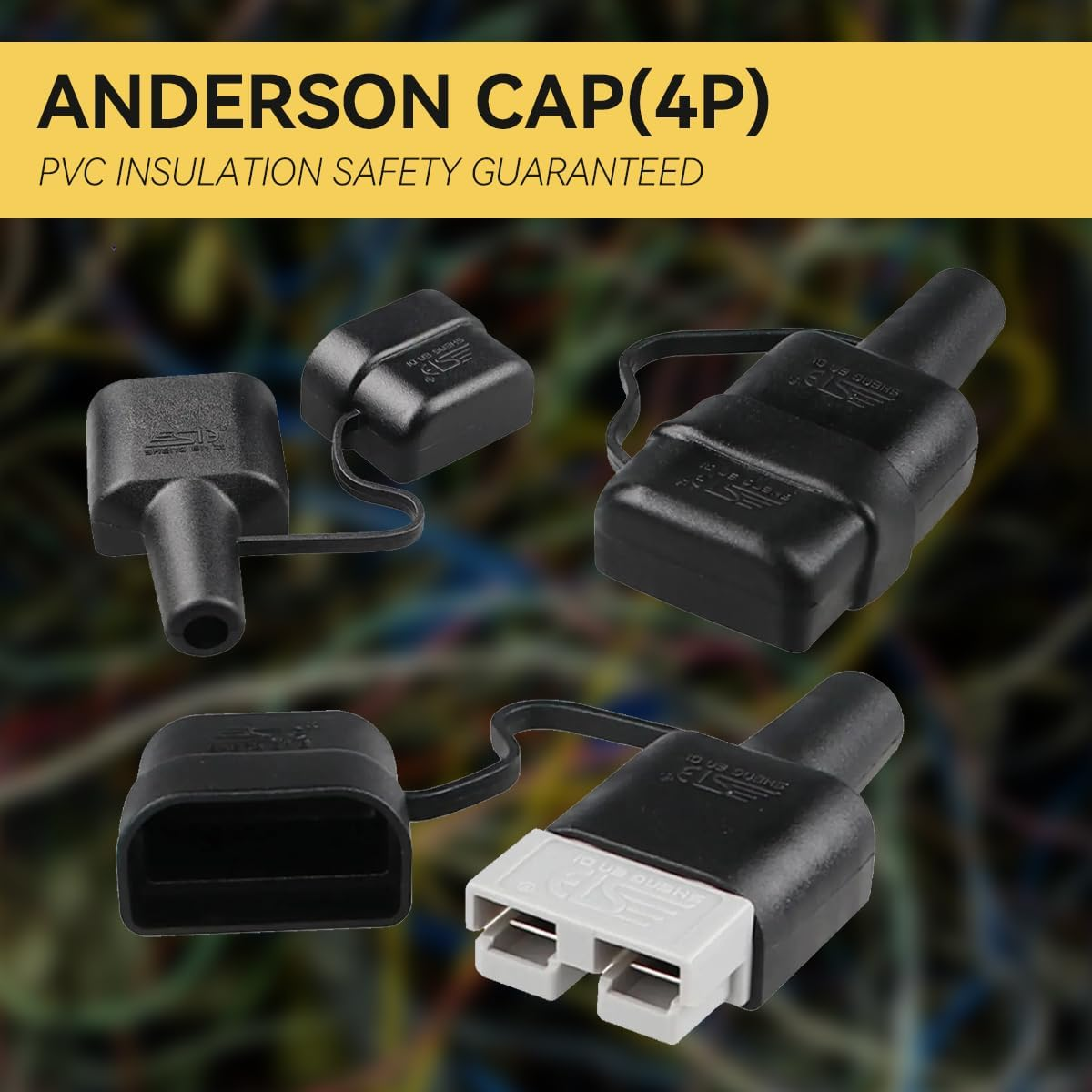 4PCS Waterproof & Dustproof 50A Anderson Plug Sheath Covers with Caps &ndash; Black PVC Sleeve for Caravans, Solar Panels, 4WD, Battery Boxes, and Outdoor Use image number 2