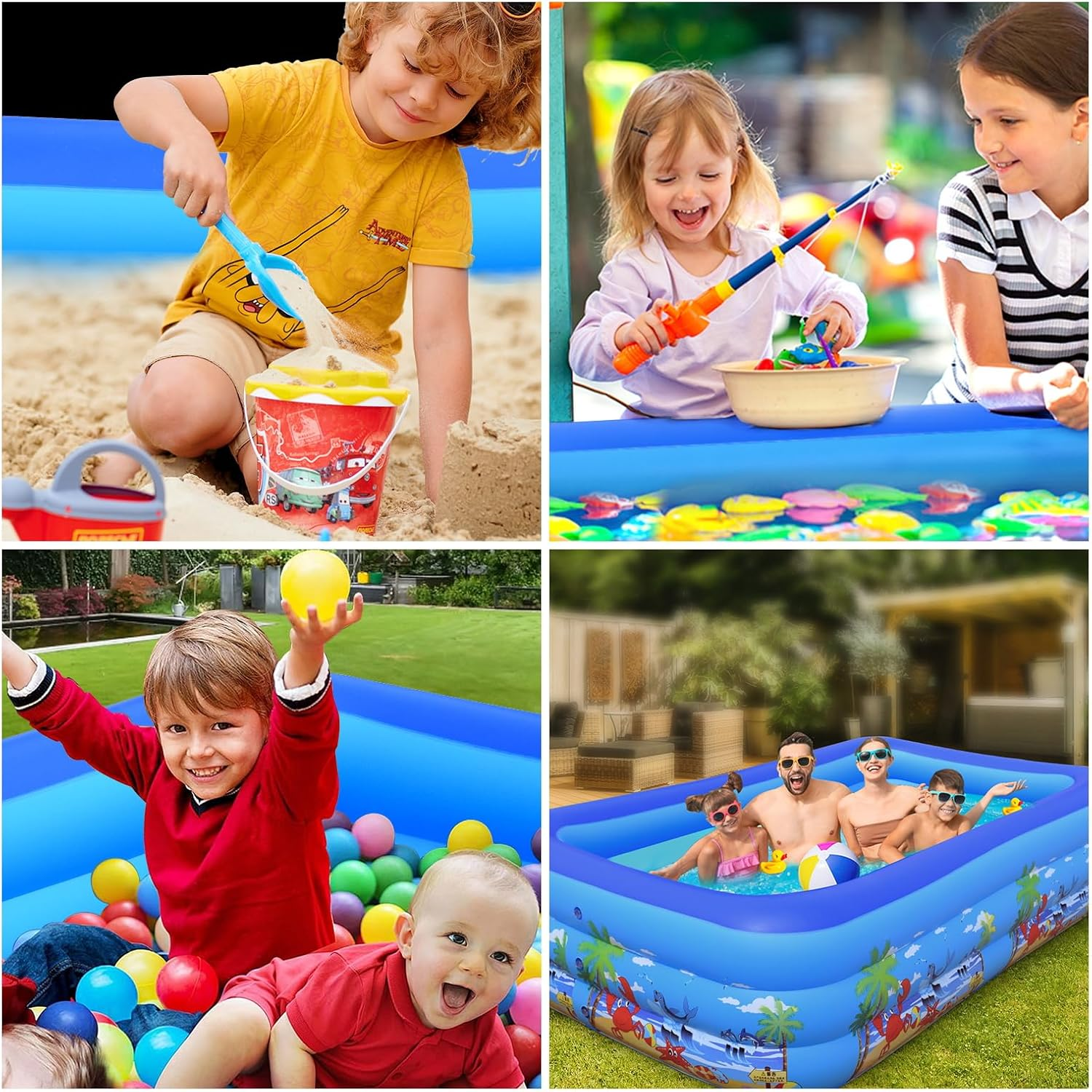 Baiao Inflatable Swimming Pool, Inflatable Swimming Pool for Adults, 78.7" Thickened Family Swimming Pool for Family Day, Outdoor, Garden, Backyard, Summer Water Party(200Cm) image number 6