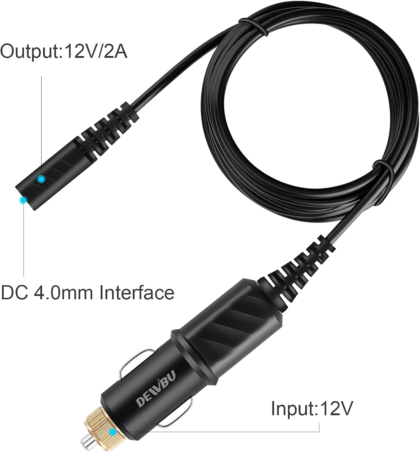 DEWBU Heated Jacket Wire, Connection Cables, Cigarette Lighter Plug with 12 Volt Male Cigar Plug for Heated Apparel, Link Outdoor Mobile Power and Allowing for near Endless Warmth(4.92Ft) image number 2