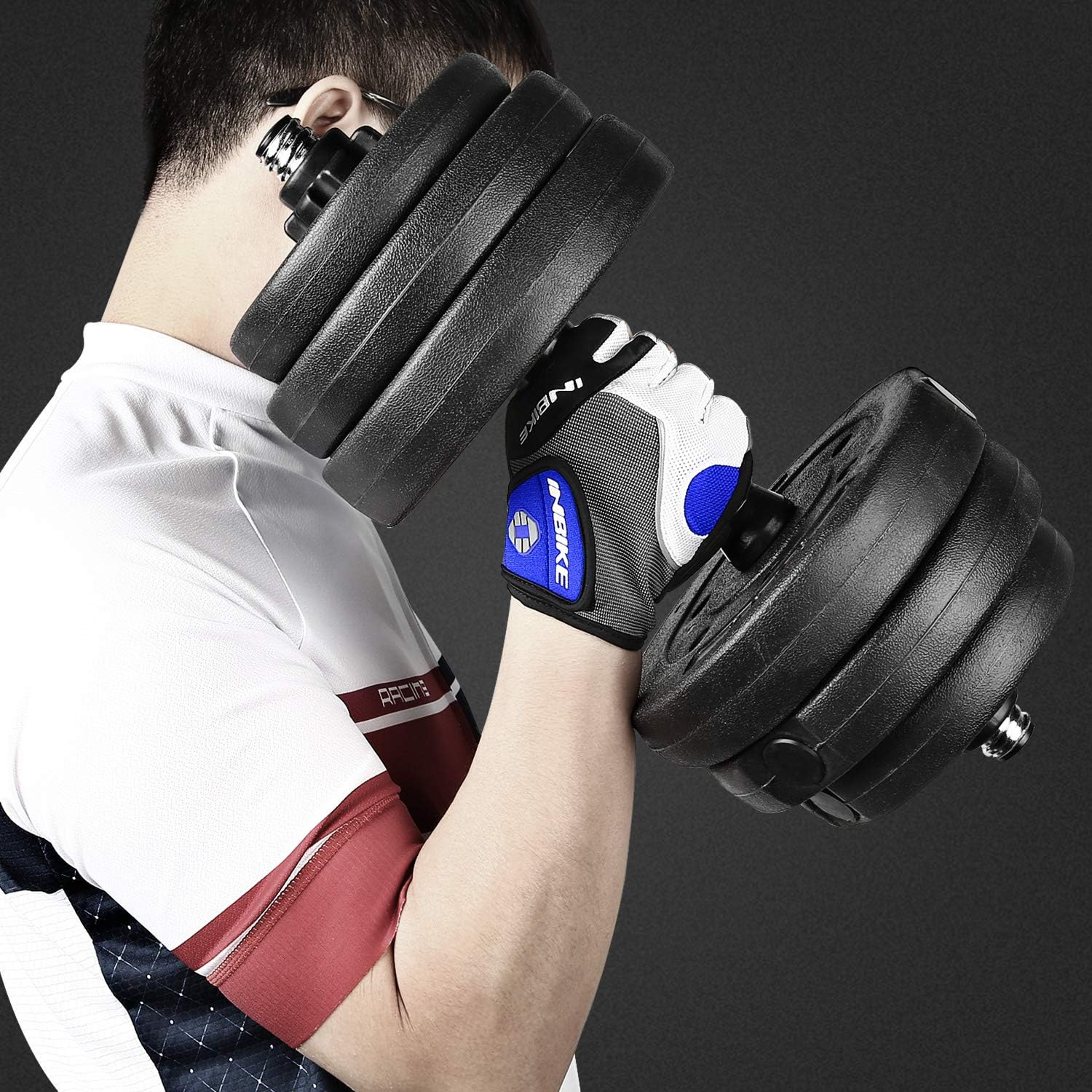 INBIKE 5Mm Gel Pad Half Finger Bike Bicycle Cycling Gloves Blue Medium image number 5