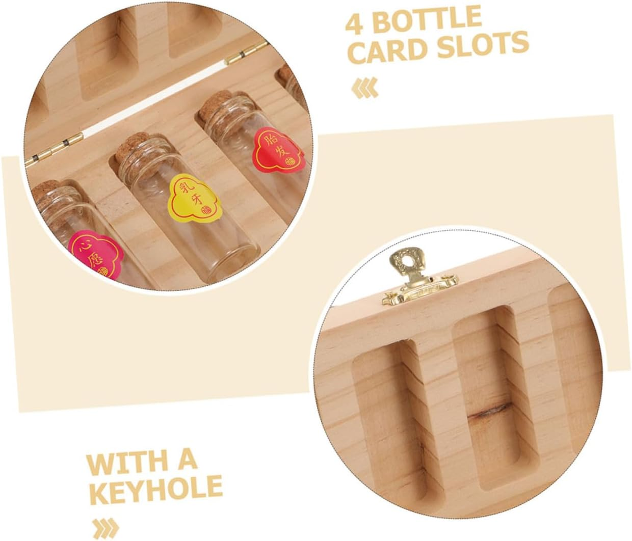 VICASKY Teeth Collection Box Fetal Hair Souvenir Newborn Keepsake DIY Wooden Box Glass Bottle for Umbilical Cord First Haircut image number 1