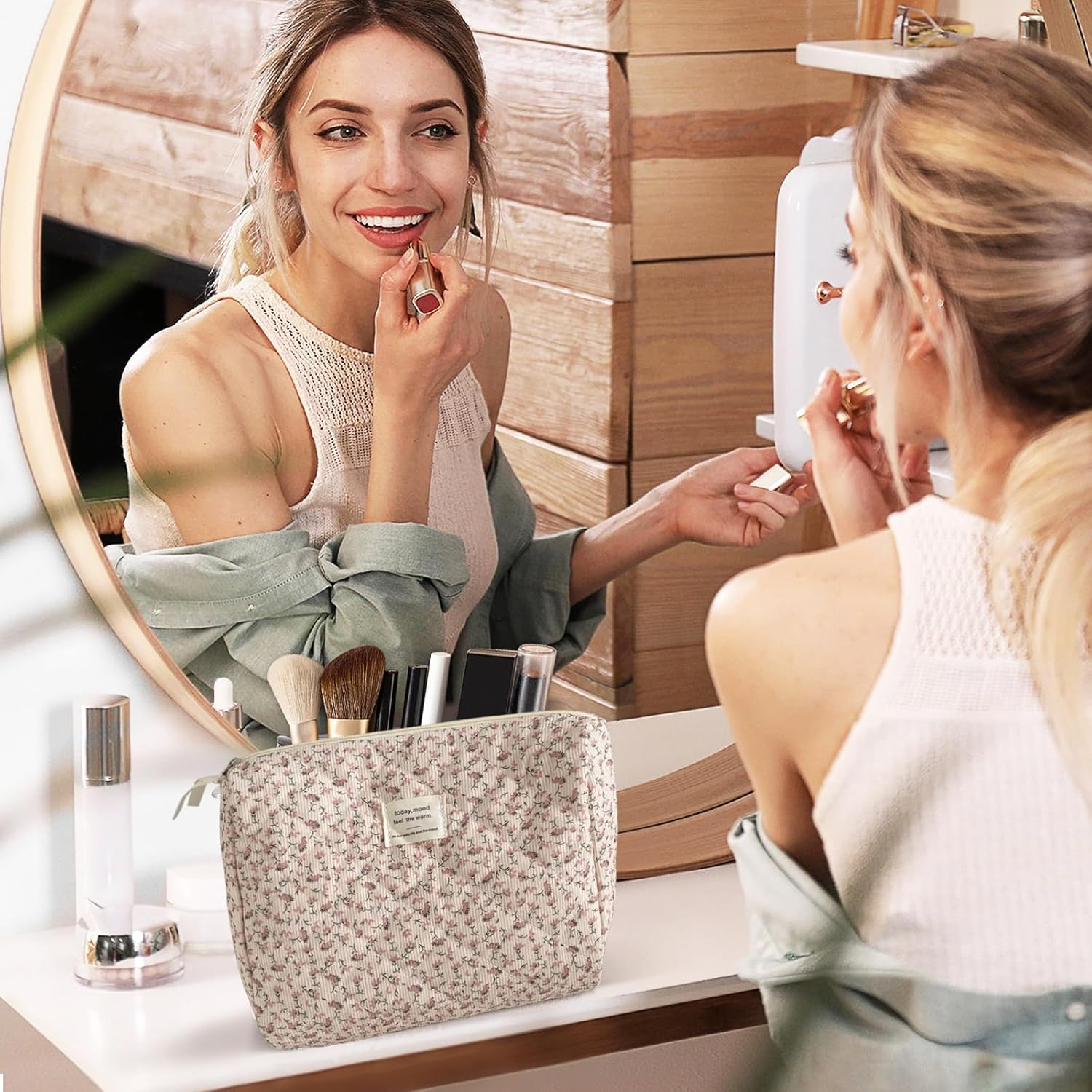 HTTDSLF 2 Pieces Small Cosmetic Bag, Cord Makeup Bag for Women, Cosmetic Bag, Multifunctional, Travel Toiletry Bag, Toiletry Bag, Makeup Bag, Birthday Gift for Women image number 5