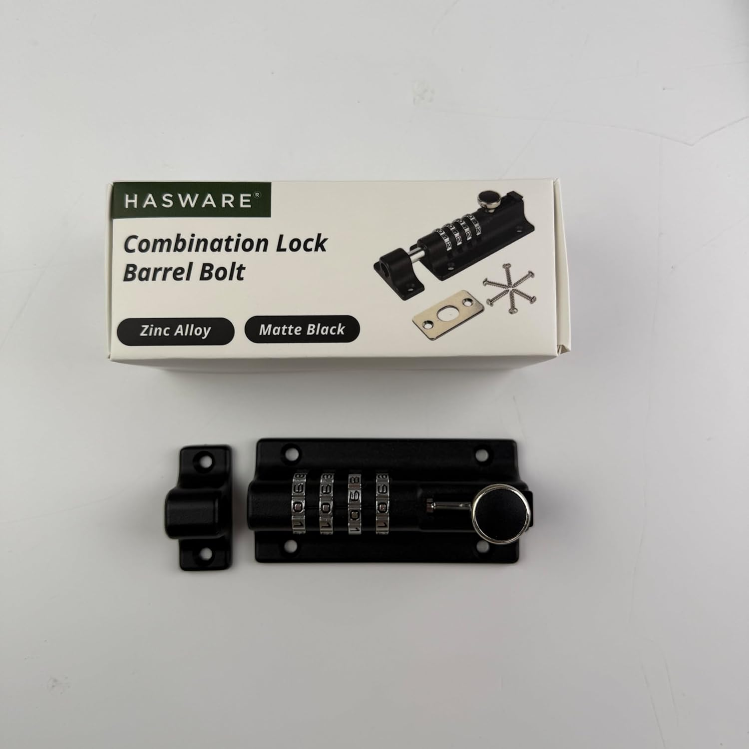 HASWARE Combination Locking Bolt, 4 Digit Combi Bolt Sliding Door Lock Resettable, Safety Slide Latch Lock with Password Setting, for Gate, Barns, Garages, Fences