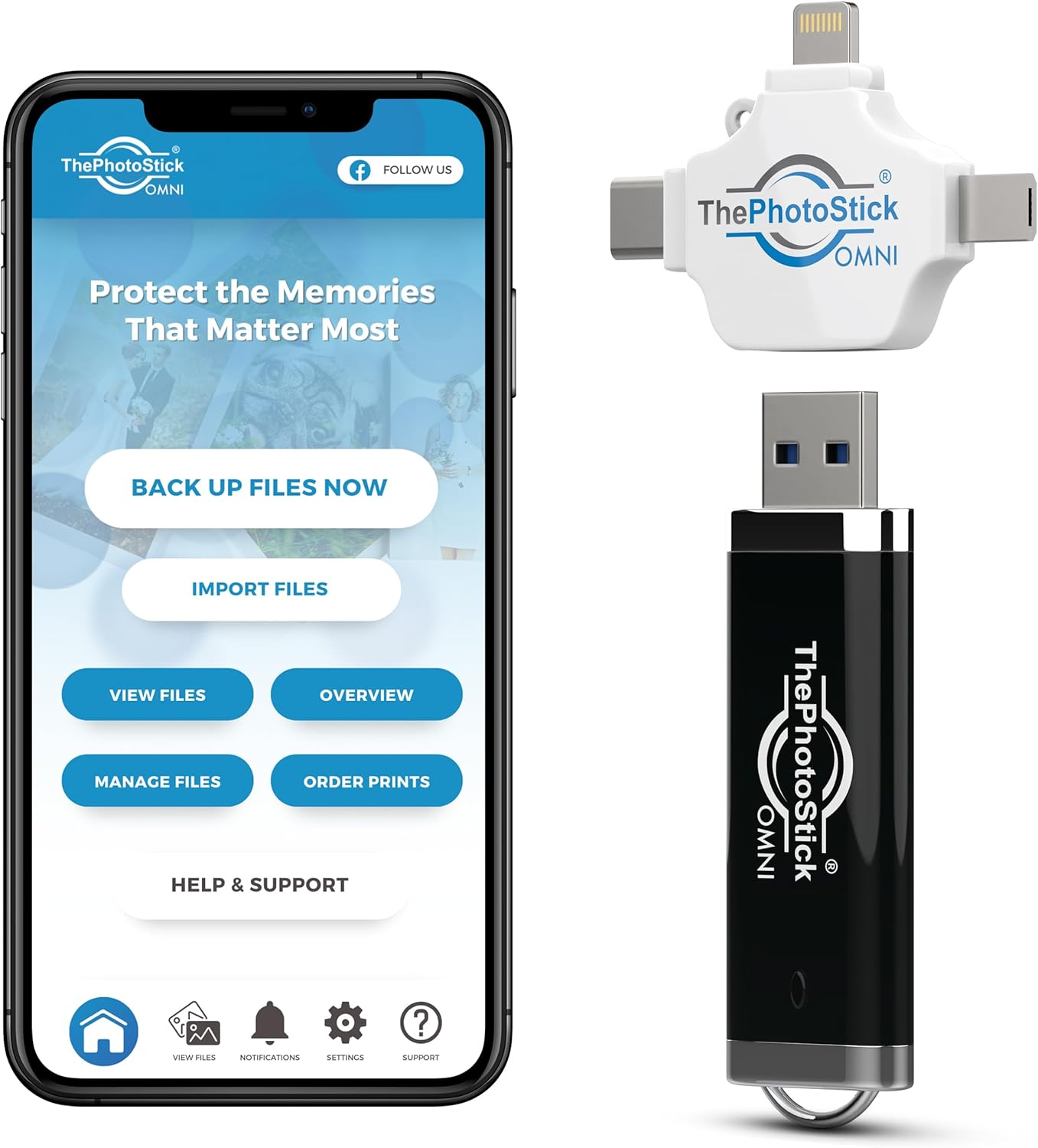 Thephotostick&reg; Omni 128GB - Secure Photo & Video Backup and Transfer | Digital File Organization | USB & Multiport Connection for Phones, Tablets and Computers | Portable Memory | External Storage