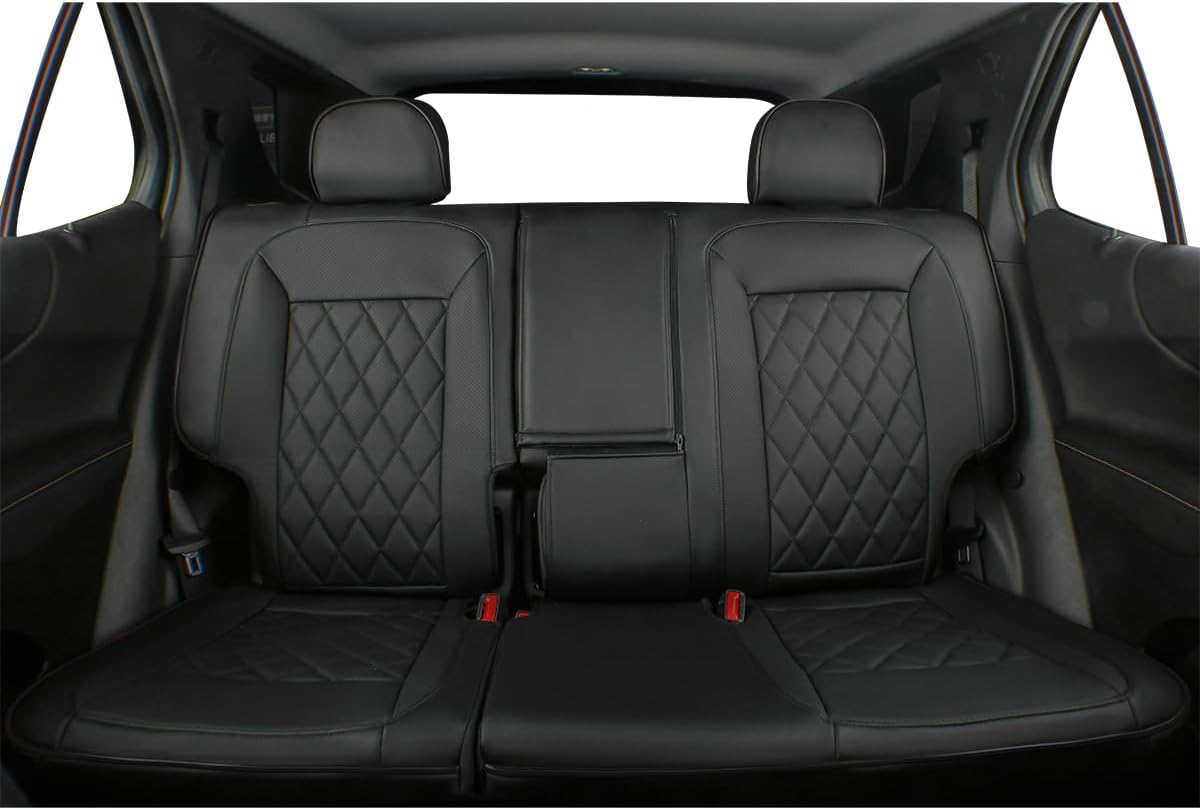 EKR RAV4 Hybrid Seat Covers Custom Fit for Toyota RAV4 Hybrid Cruiser/Hybrid Gx/Hybrid GXL 2019 2020 2021 2022 2023 2024 Leather Car Seat Covers Full Set -Nappa Leather A81 Diamond(Black) image number 2