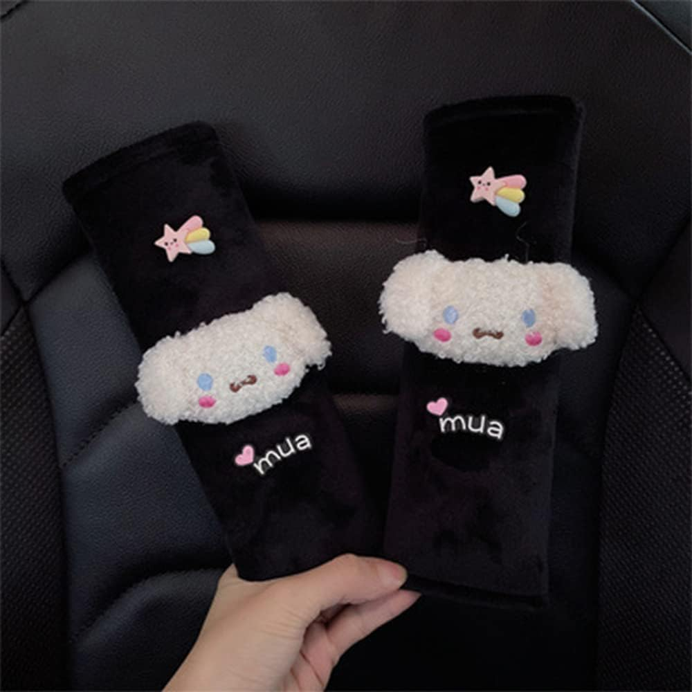 Kawaii Car Seat Belt Strap Cover, Cute 2 Pieces Set Anime Seat Strap Neck Protector Car Decorations for Women image number 2