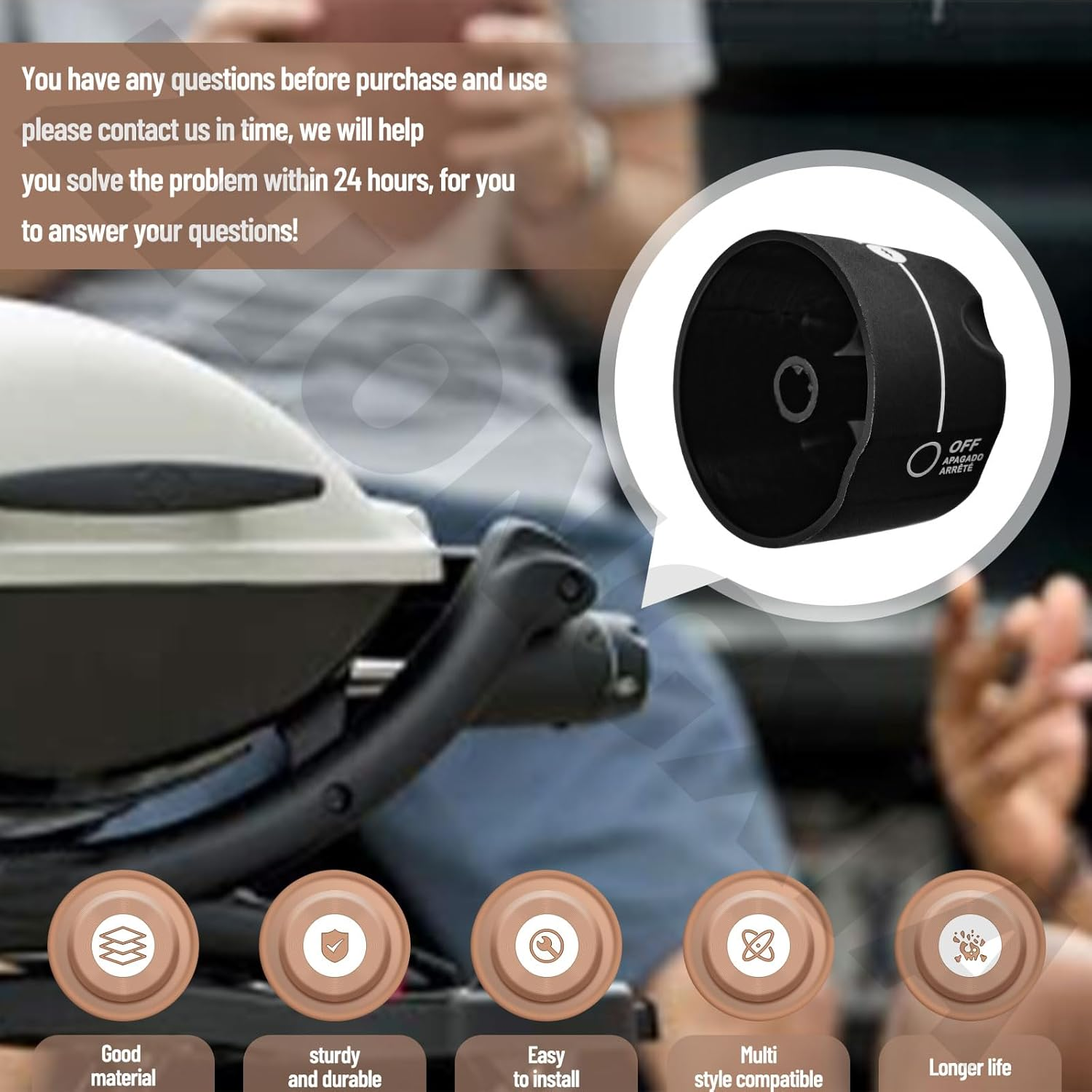 Replacment Gas Control Knob 60065 Compatible with W-Eber Q 1000 Q 1200 Q100 Q120 Gas Grill (2-3/8" in Diameter) image number 2