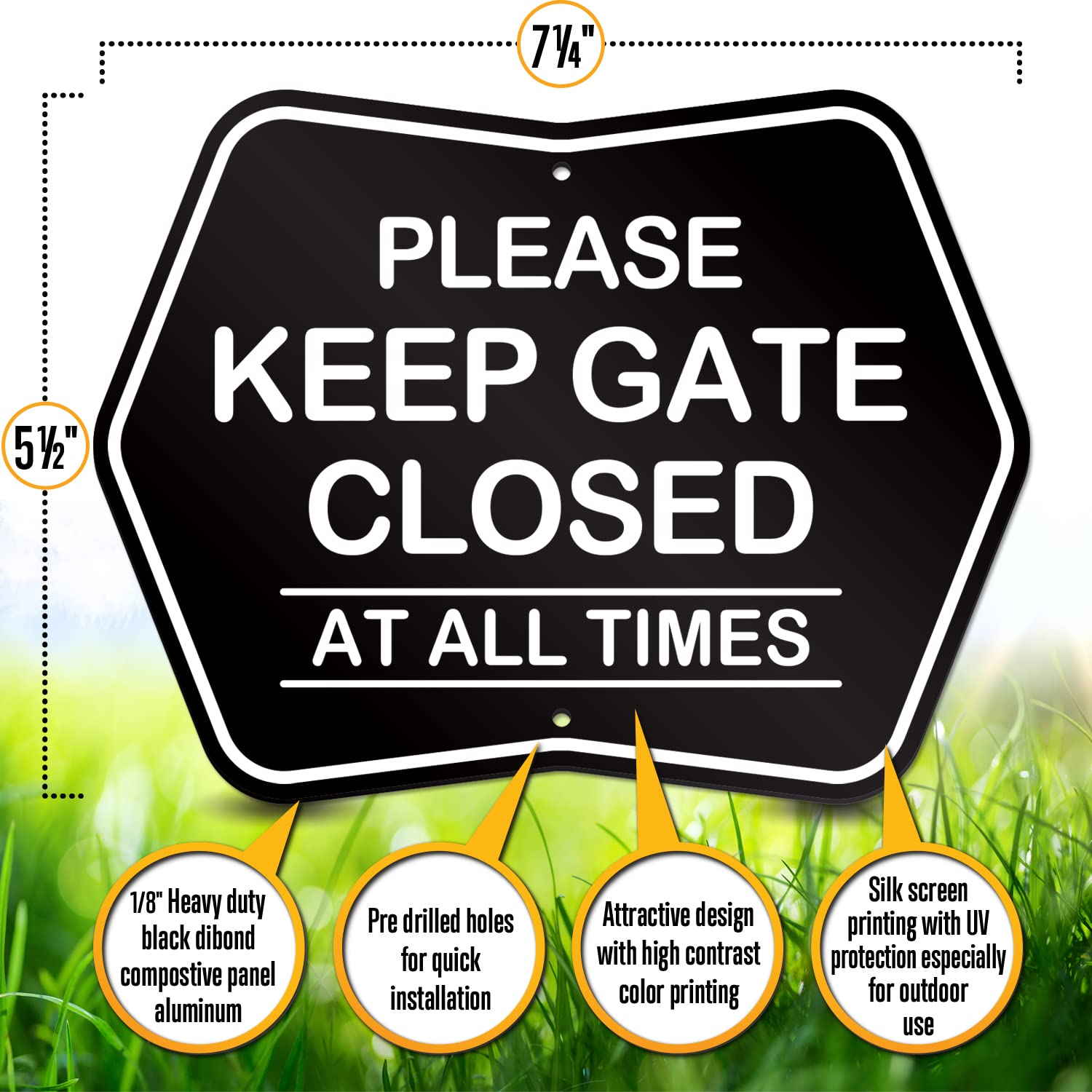 Signseries Beware of Dog Sign &ndash; Premium Dog Sign for the Backyard &ndash; Beware of Dog Dibond Aluminum Sign &ndash; Weather Resistant Design &ndash; Outdoor Vintage Metal Signs with Mounting Options - 5.5 X 7.25-Inch (Please Keep Gate Closed at All Times) image number 1