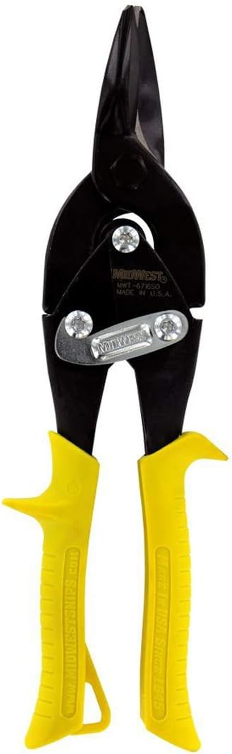 Midwest Tool & Cutlery Blackout Series Aviation Snip - Left Cut Offset Tin Cutting Shears with Forged Blade & KUSH'N-POWER Comfort Grips - MWT-6510LO