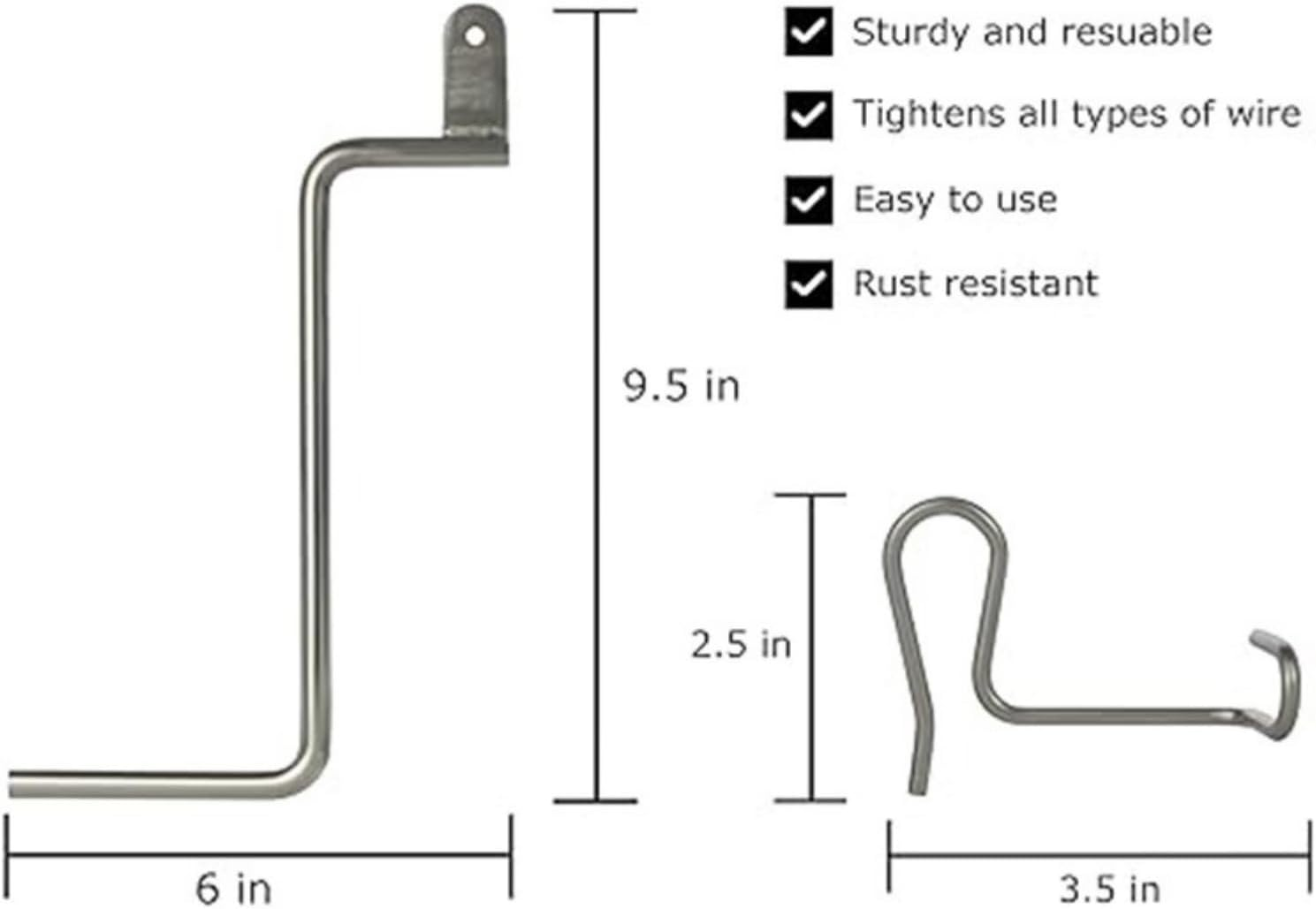 MTJNYZA Fence Wire Tensioner Tool, 20PCS Fence Wire Tightener with 1PCS Tighteners Handle, Barb Wire Fence Tools Wire Tensioner Tool for Wire Fence Farm Garden image number 4