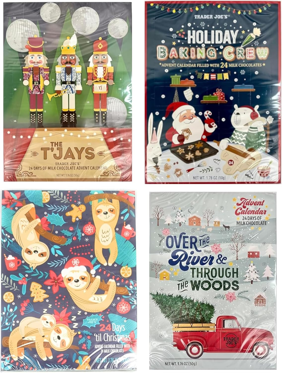 Set of 4 Chocolate Advent Calendars 2023 Trader Joes 24 Day Countdown to Christmas Bundle of 4 Calendars image number 3