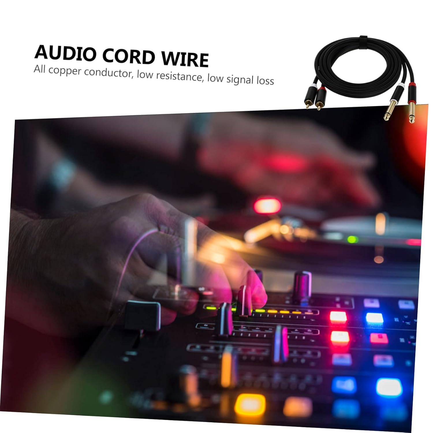 MERRYHAPY 2Pcs Audio Cable Black RCA to Dual Connector for Amplifier Mixer Audio Equipment Wire for Recorder Home Studio Use image number 5