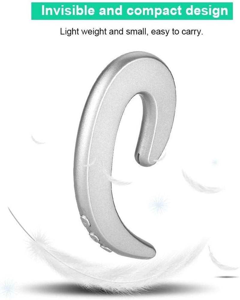 Ciglow Bluetooth Headphone, Wireless Hands Free Ear Hook Headset Painless Bone Conduction Earphone Waterproof Ergonomic Design Headset(Silver) - Silver image number 2