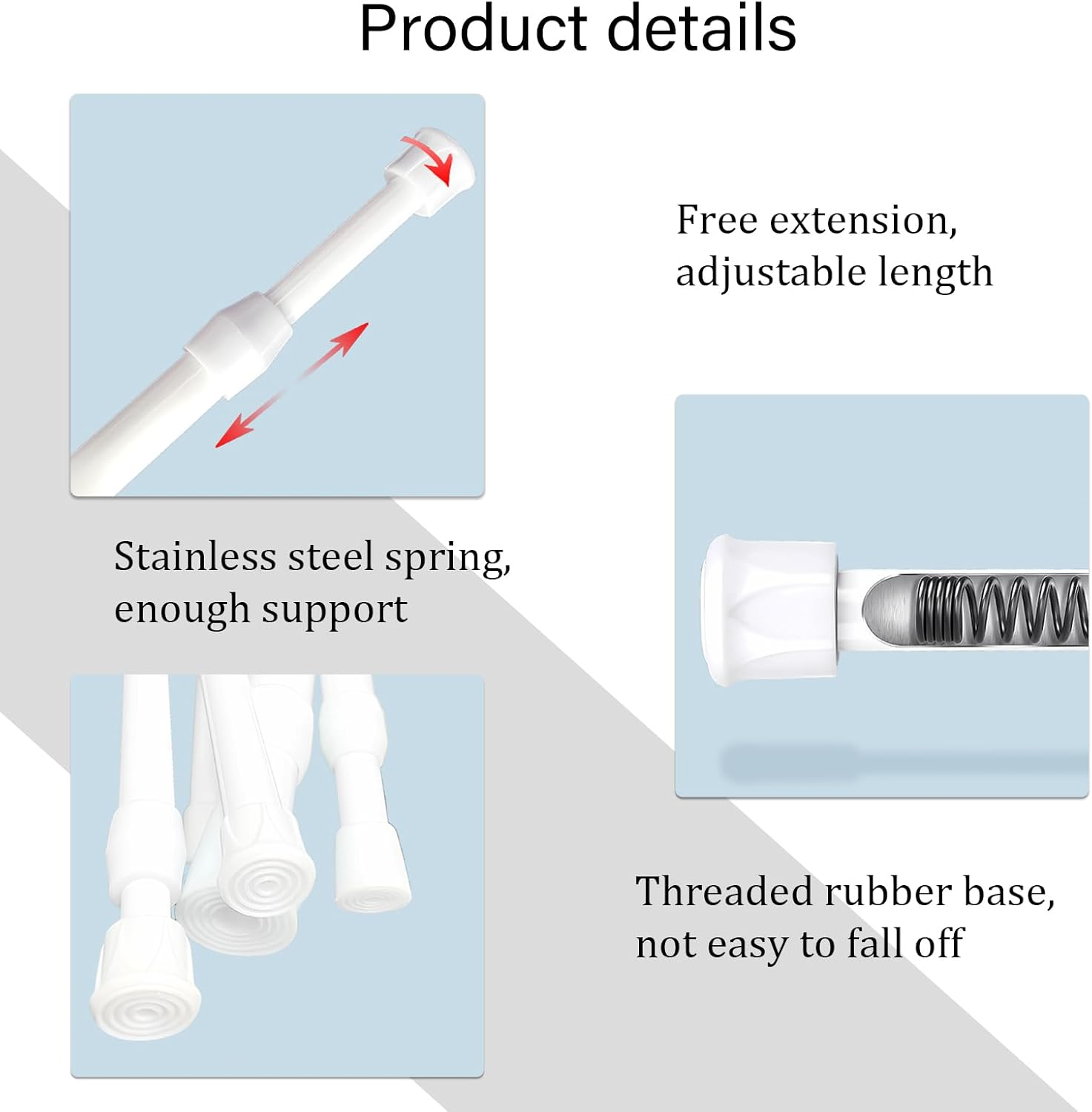 Sgphrzlt Adjustable Sliding Glass Patio Door Security Bar, 40-70Cm Extendable Small Tension Rods, Anti-Slip Window Safety Lock Bars, No Drill Short Curtain Rod, 2 Pack - 2 Pack image number 3