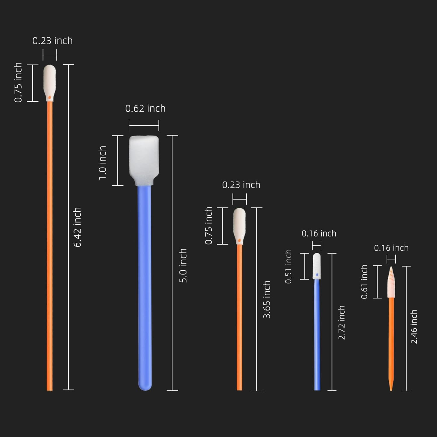 Wellgler'S Tape Head Cleaning Swabs，50 Lint Free Foam Swabs per Pack image number 2