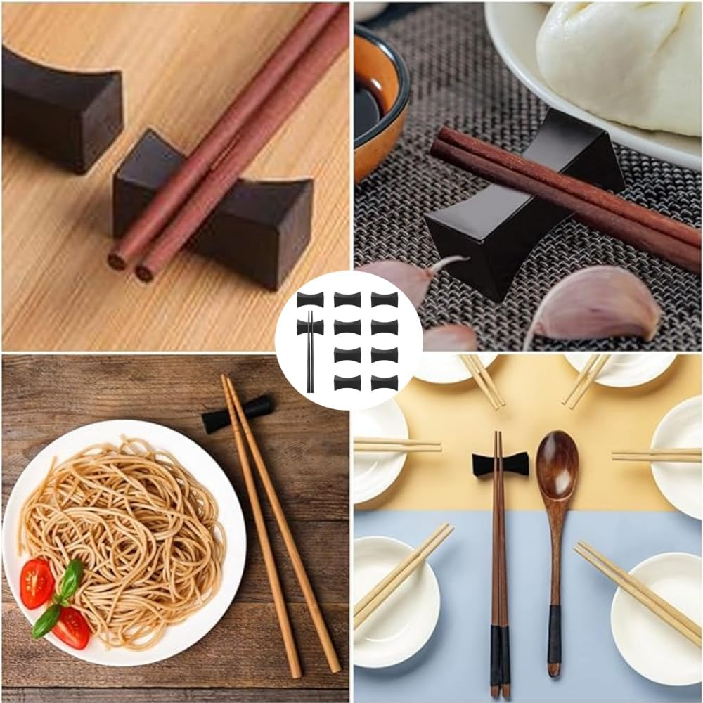 10 PCS Chopsticks Rest Little Chopsticks Stands Spoon Fork Holder Set Chopsticks Utensil Cutlery Stand Black image number 5
