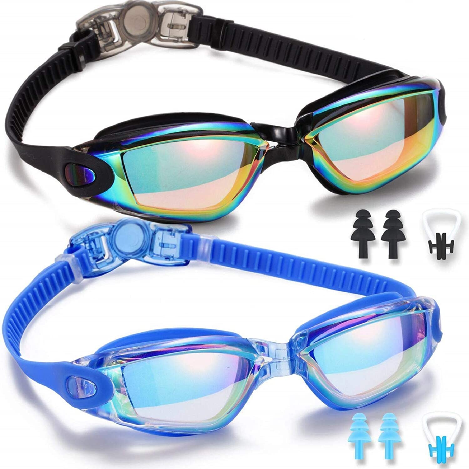 Swim Goggles, 2 Pack Swimming Goggles for Adult Men Women Youth Kids Child, No Leaking anti Fog Waterproof 180 Degree Clear Vision Triathlon Pool Goggles image number 4