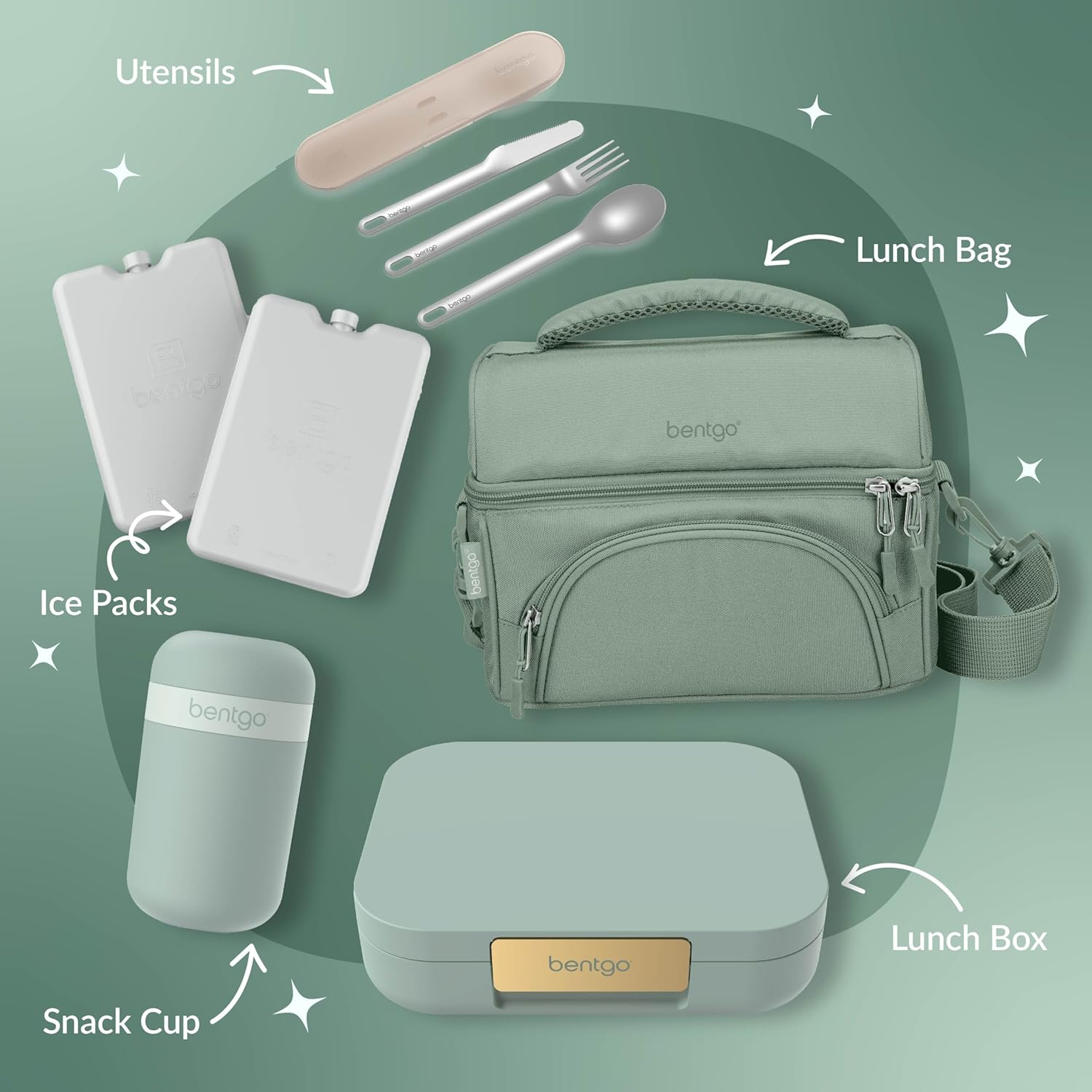 Bentgo Modern Lunch Box - Mint Green - Dark Grey image number 4