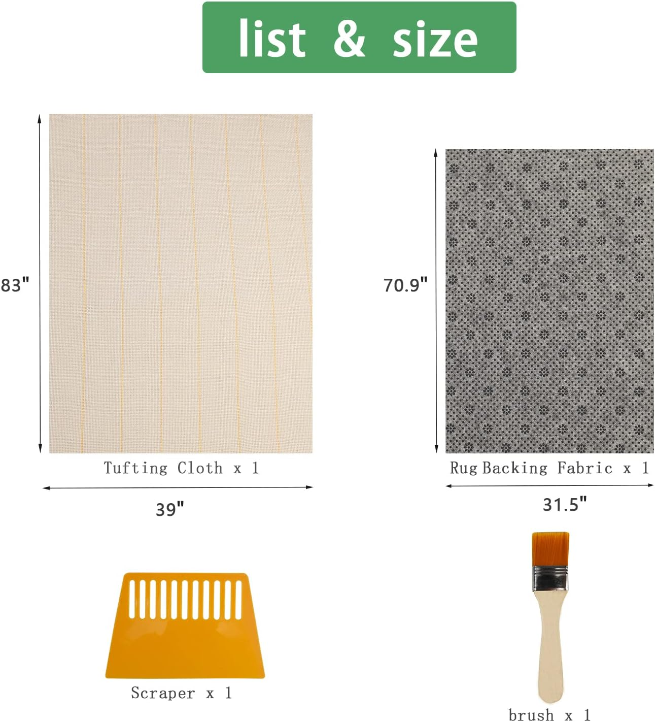 83''X39'' Primary Tufting Cloth with Marked Lines, 70.9''X31.5'' Tufting Rug Backing Fabric, Large Monk Cloth Kit,Rug Tufting Supplies,Rug Making Supplies White image number 1