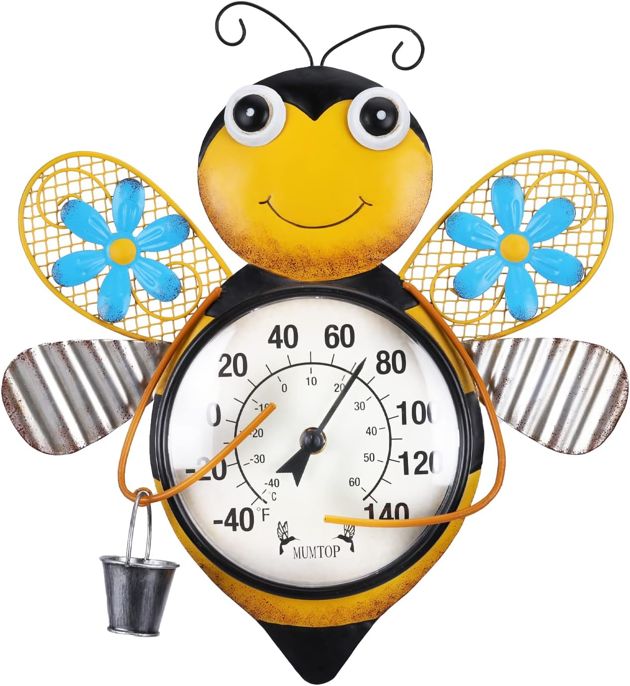 MUMTOP Outdoor Thermometer, 42 Inch Metal Owl Garden Stake outside Wall Thermometer for Patio, Yard and Garden