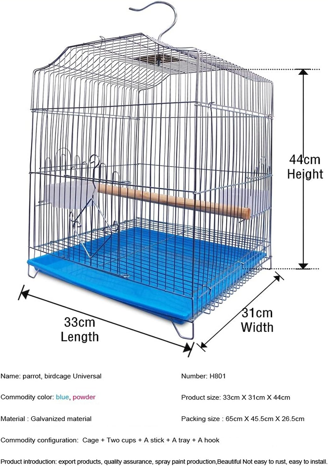 SUNESA Bird Cage Multifunctional Flight Cage Stainless Steel Bird Cage with Tray for Pigeon Parrot Mynah Birdcage Flight Cage image number 4