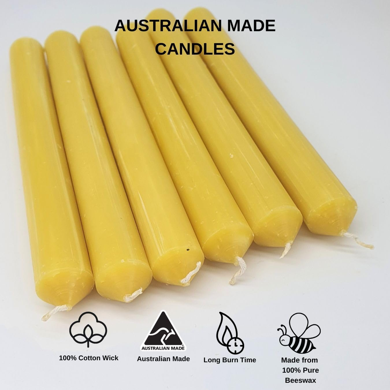 6Pcs Australian Made 100% Pure Organic Beeswax Tapered Candles, 14HR Burn Time, Meditation/Prayer Taper Candles - 22Mm X 220Mm, Natural Beeswax Candles, Organic Beeswax Taper Candles (22Mm X 220Mm) image number 4