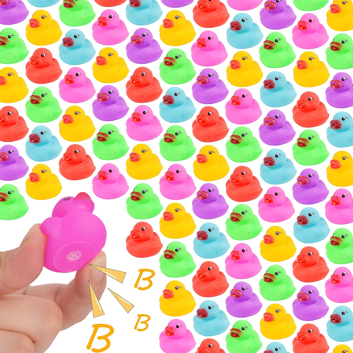 86-Pack Mini Bath Ducks Set, Mini Colorful Rubber Duckies Bath Toy for Child, Float & Squeak Tiny Ducks Pool Toy Set for Kids Party Favors,Birthday Party Supplies,Prize Rewards image number 4