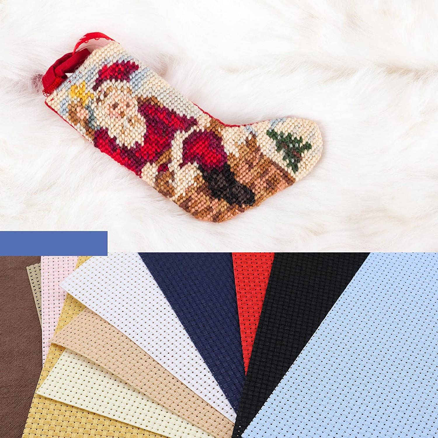 VGOL 20Pcs 11CT Cross Stitch Fabric DIY Cross Stitch Cloth for DIY Art Craft Handwork 10 Colors 100% Cotton 15X15Cm/5.9X5.9 Inches Square Multicolor Handmade Accessories image number 3